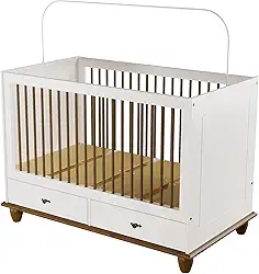 Berço Vira-Cama Retrô Off White/Nogueira