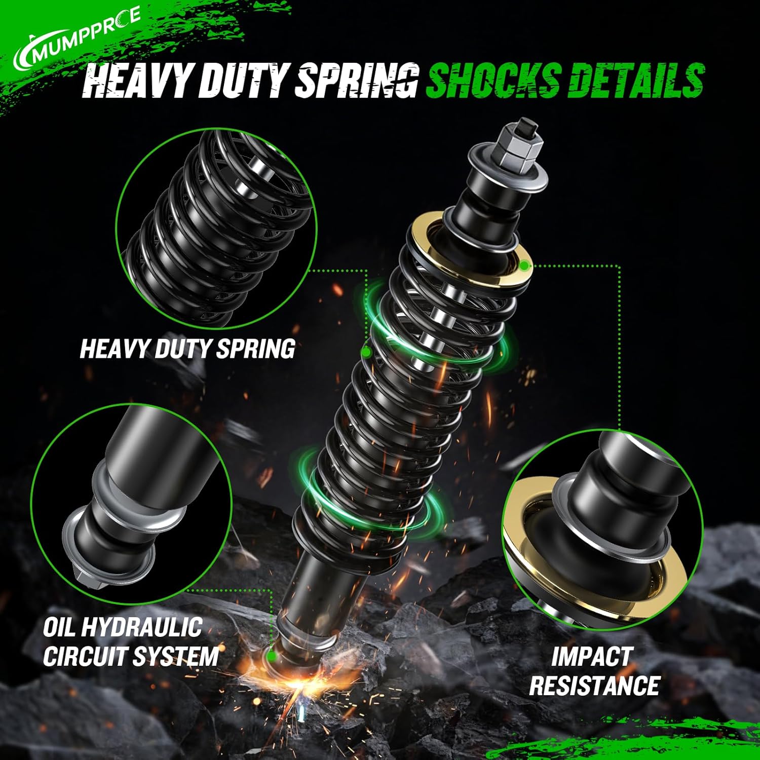 EZGO Golf Cart Heavy Duty Coil Spring Shock Absorber for TXT/Medalist 1994-UP Gas or Electric Models, EZGO TXT Front and Rear Shock Absorber, Replaces OEM# 70928-G01, 76418-G01, 70630-G01