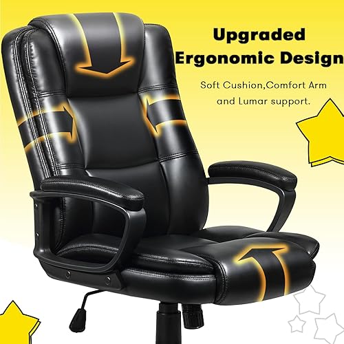 Miniatura 6 de OFIKA Silla de oficina en casa, silla grande y alta de 400 libras, diseño resistente, cojín ergonómico de respaldo alto, soporte lumbar para