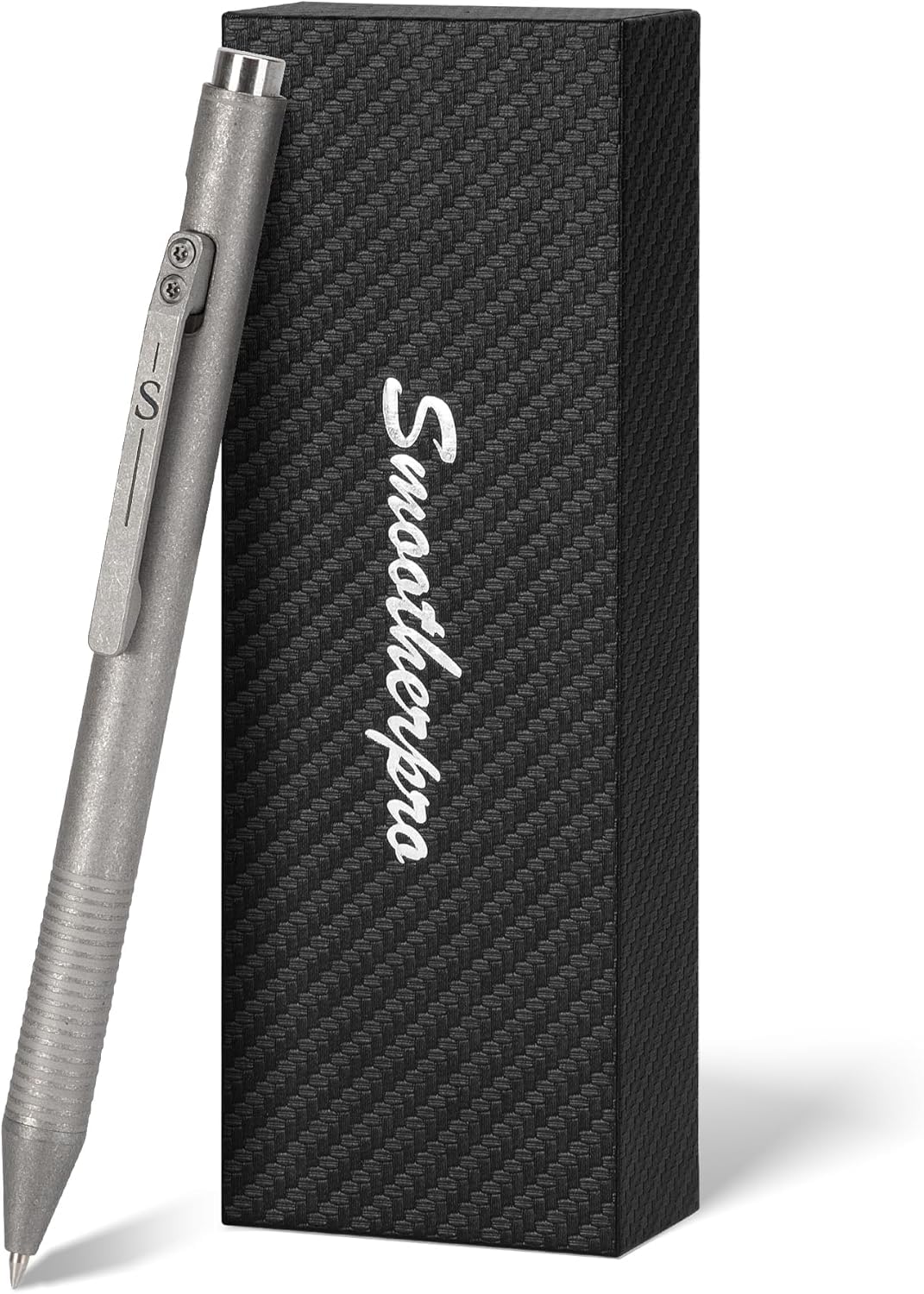 SMOOTHERPRO Bolígrafo de Titanio EDC Bolt Action Color Gris | Compatible con Recambios Pilot G2, Portátil, Duradero, Escritura Precisa, para Firma, Oficina, Escuela, Regalo Ideal