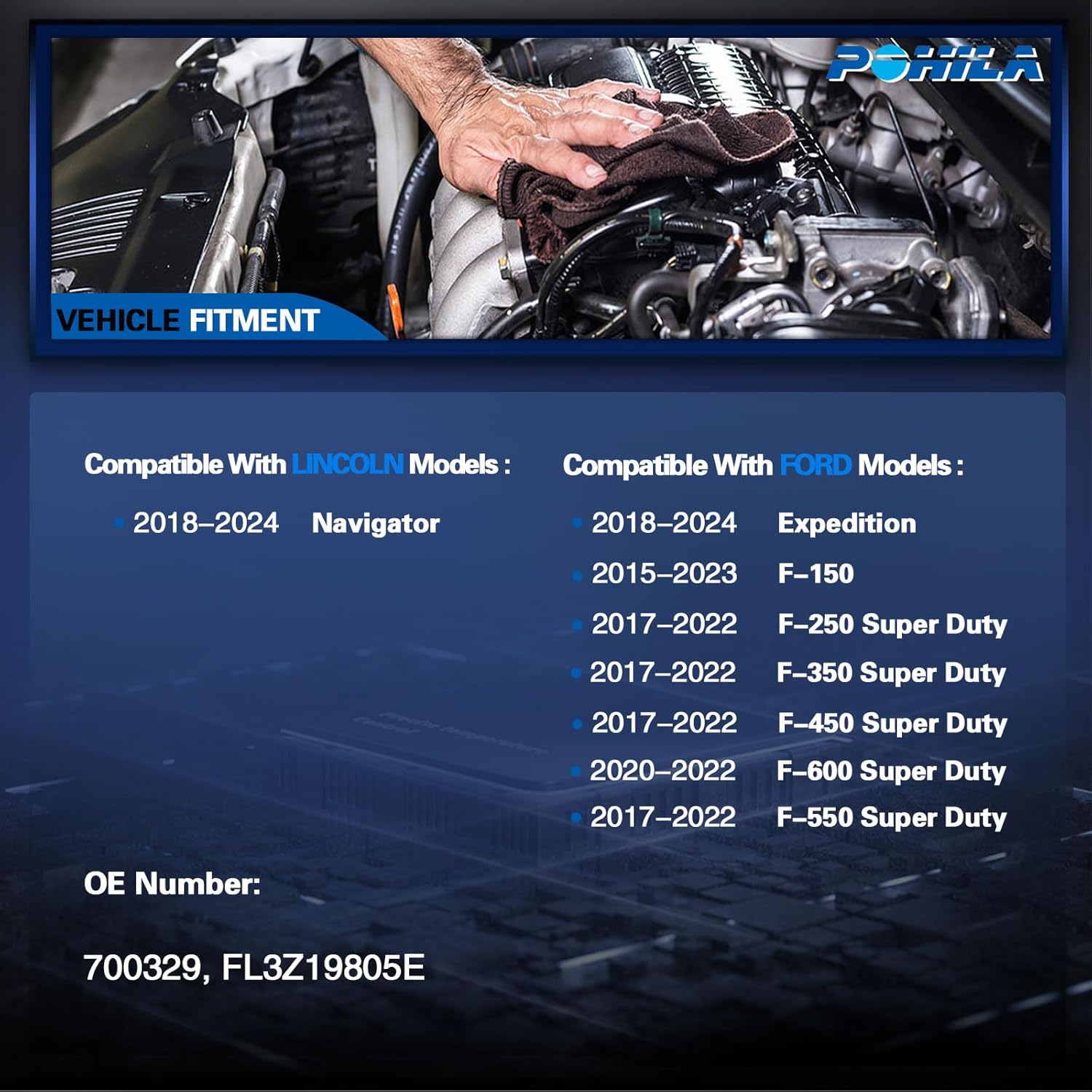 Front HVAC Heater Blower Motor with Brushless Motor Replacement for Ford & Lincoln Vehicles - for F-150 2015-2023, F-250/350/450/550 Super Duty, F-600 Super Duty, Navigator, Expedition