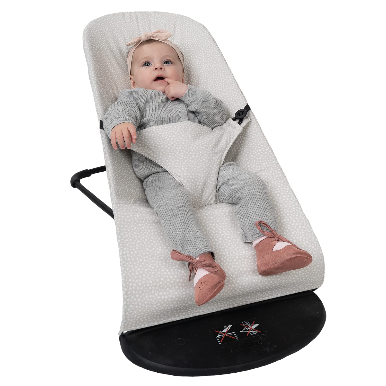 Bezug für BabyBjörn Balance Soft Hängematte (ersetzt Originalpolster), hypoallergen, sehr weich, atmungsaktiv (Bio-Baumwolle, Sterne, Beige)