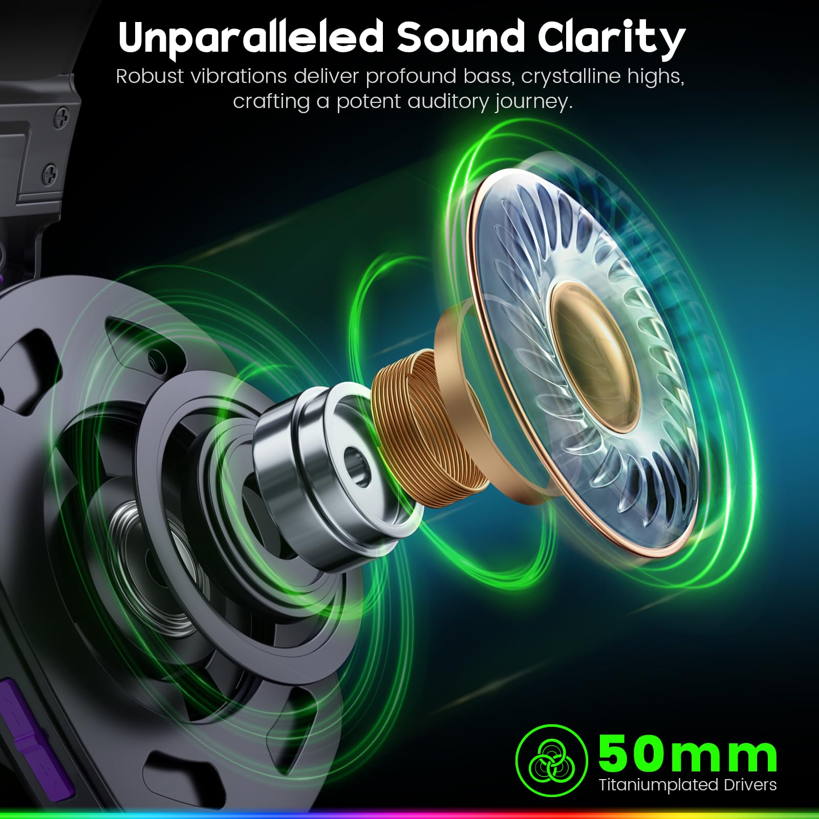 WESEARY WG1 Bluetooth Headset, 2,4G Wireless Gaming Headset mit Mikrofon für PS5, PS4, PC, Switch, Mac, Faltbarer Surround Sound Noise Cancelling Kopfhörer mit LED Licht, Über 50 Stunden Akkulaufzeit