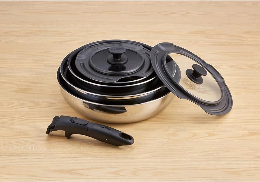 コンパクト収納　THERMOS デュラブルコート 8点セット　IH ガス火OK コンパクト収納 THERMOS デュラブルコート 8点セット IH ガス火OK