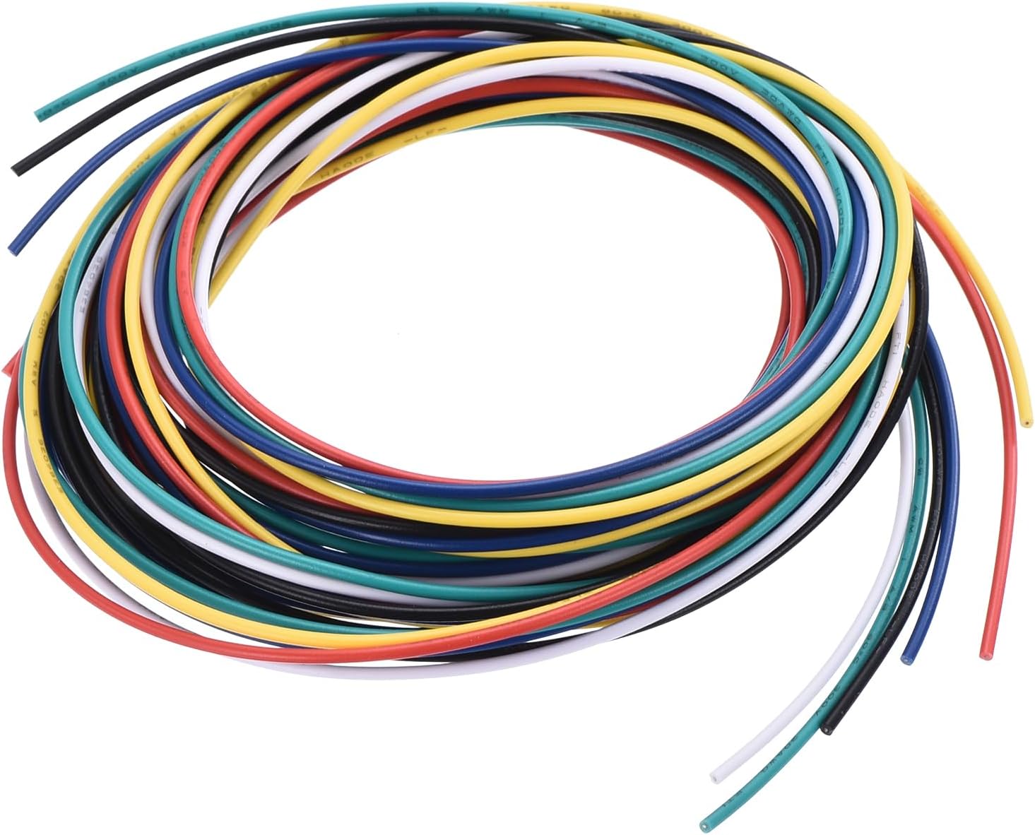 30 Gauge PVC Hookup Wire 1.5m/5ft 30AWG Flexible Electrical Wire UL1007 Tinned Copper Stranded 6 Color, 1mm Dia for Model Aircraft Electric Appliances Internal Connect