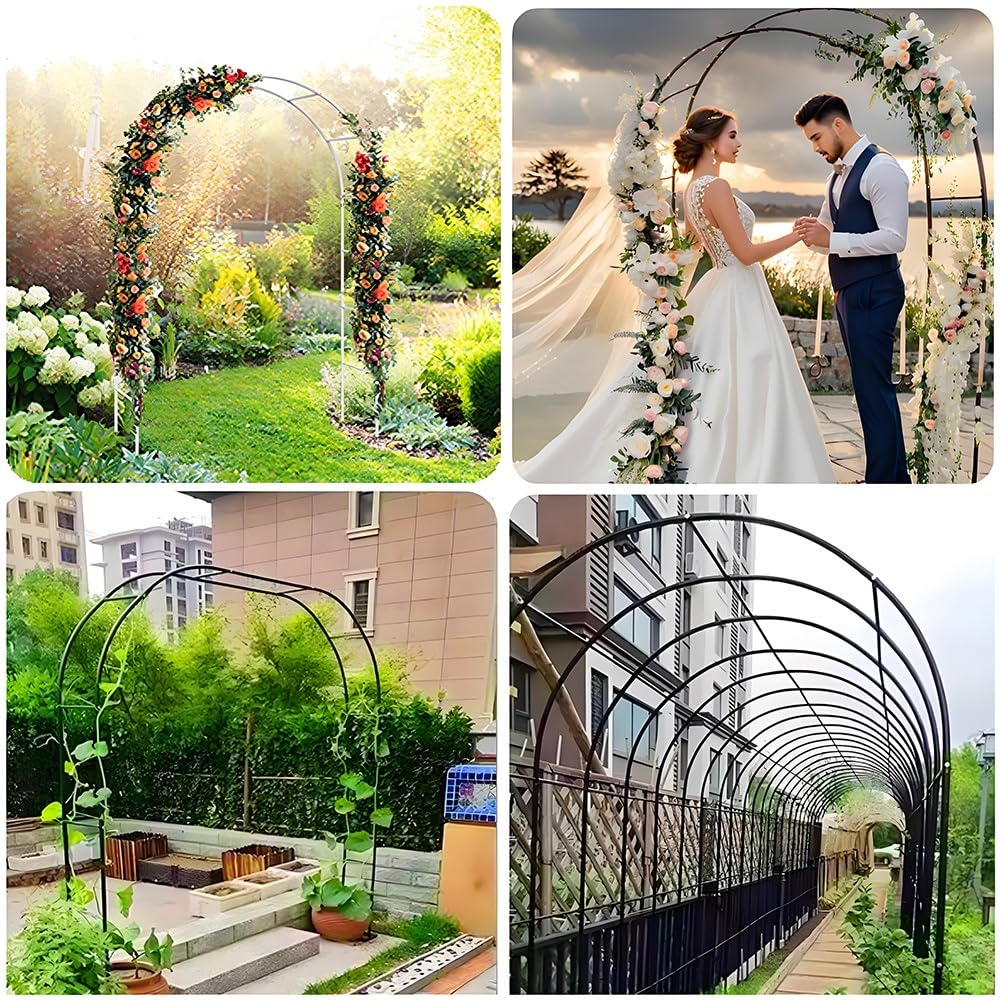 Arco da giardino decorativo in acciaio inox per rose e piante rampicanti in metallo, supporto per piante rampicanti, dimensioni 80 x 280 cm, elegante pergolato da esterno per rose e rampicanti, bianco
