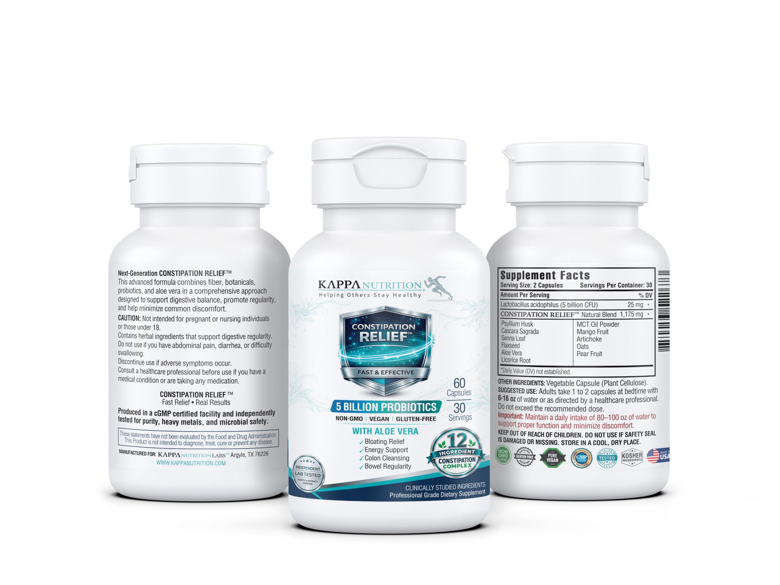 KAPPA NUTRITION Constipation Relief Supplement – Gentle Colon Cleanse for Regularity & Gut Health – Non-Habit Forming Formula with Fiber, Herbs & Probiotics (60 Count) — Amazon image 13