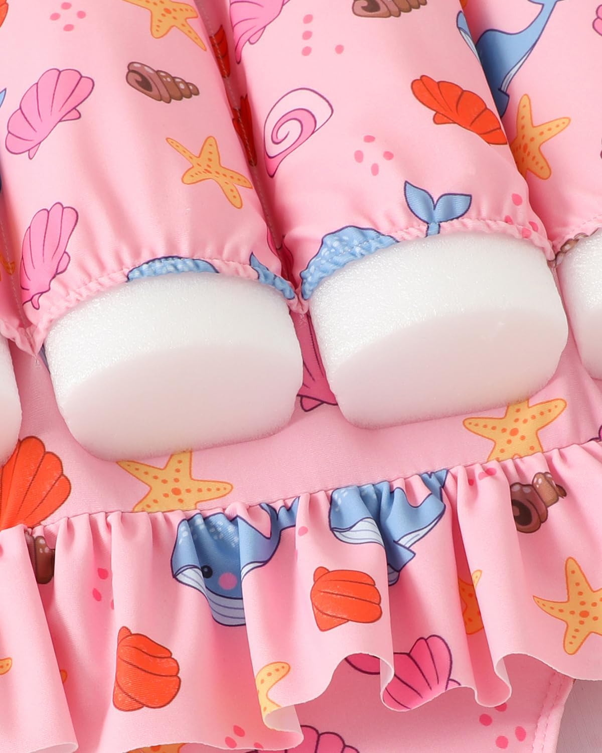 FishingDino Toddler Floatation Swimsuit Girls 1-6T, One Piece Float Suit with Built-in Float, Cute Floating Swim Suit Floatie