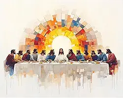 Yezavesu Kit de pintura por números The Last Supper para adultos iniciantes, kits de pintura por números Jesus adulto em tela sem moldura, pintura acrílica DIY por números para decoração de parede de