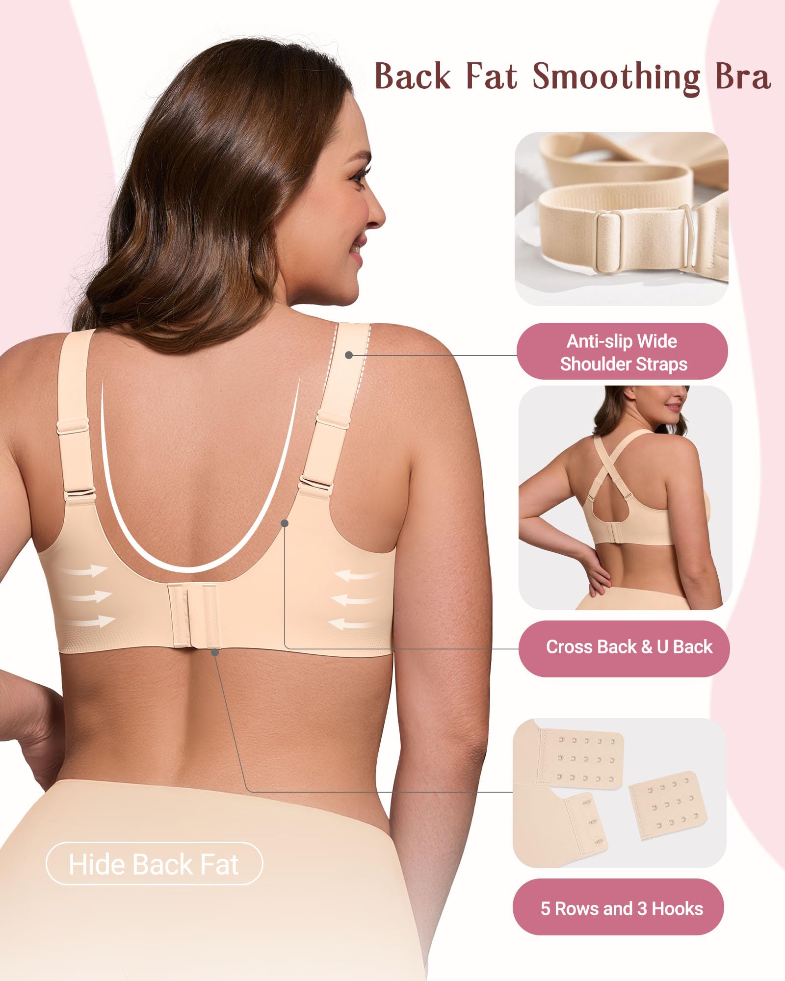 As Fairy Full Coverage Bras for Women No Underwire Supportive Wireless Plus Size Bra Seamless Comfort Bralette — view 5
