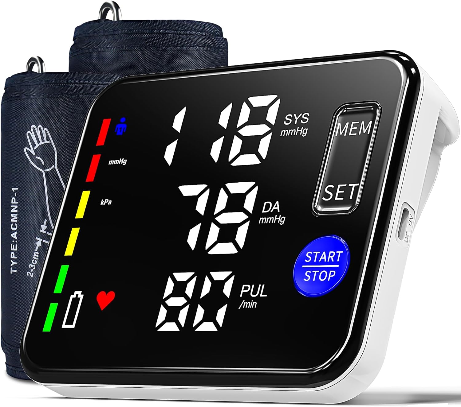 Blood Pressure Monitor Upper Arm Blood Pressure Monitors for Home Use with Bp Cuff, Large Screen Rechargeable Bp Machine, 2x120 Memory, Voice Broadcast, Built-in Lithium Battery