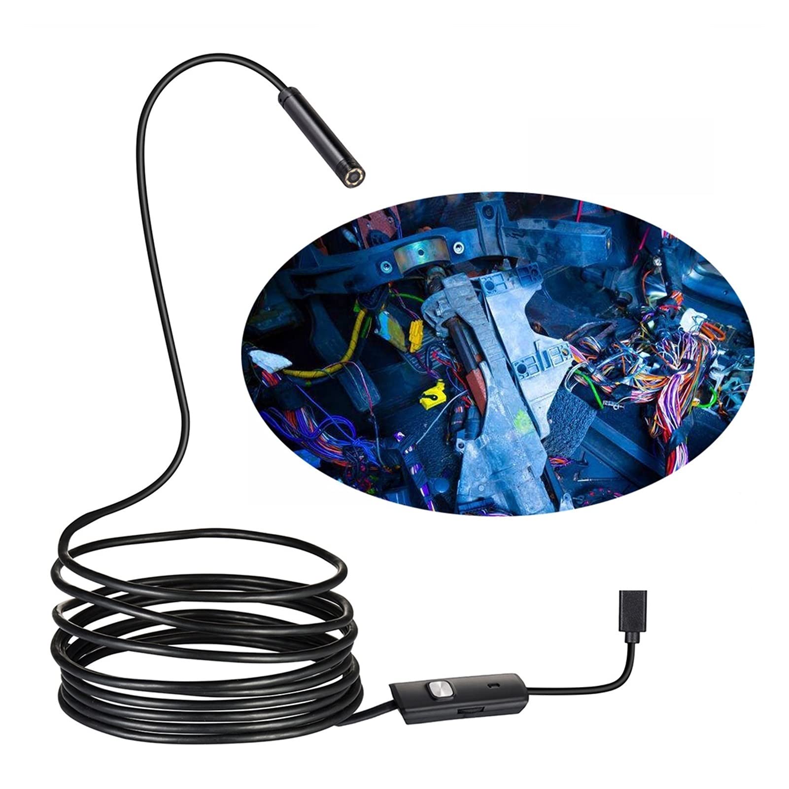 Check camera 5.5MM Lens 1M/1.5M/2M/5M Hard Cable Android USB Endoscope Camera Led Light Borescopes Camera For PC Android Phone Used for car and home appliance maintenance