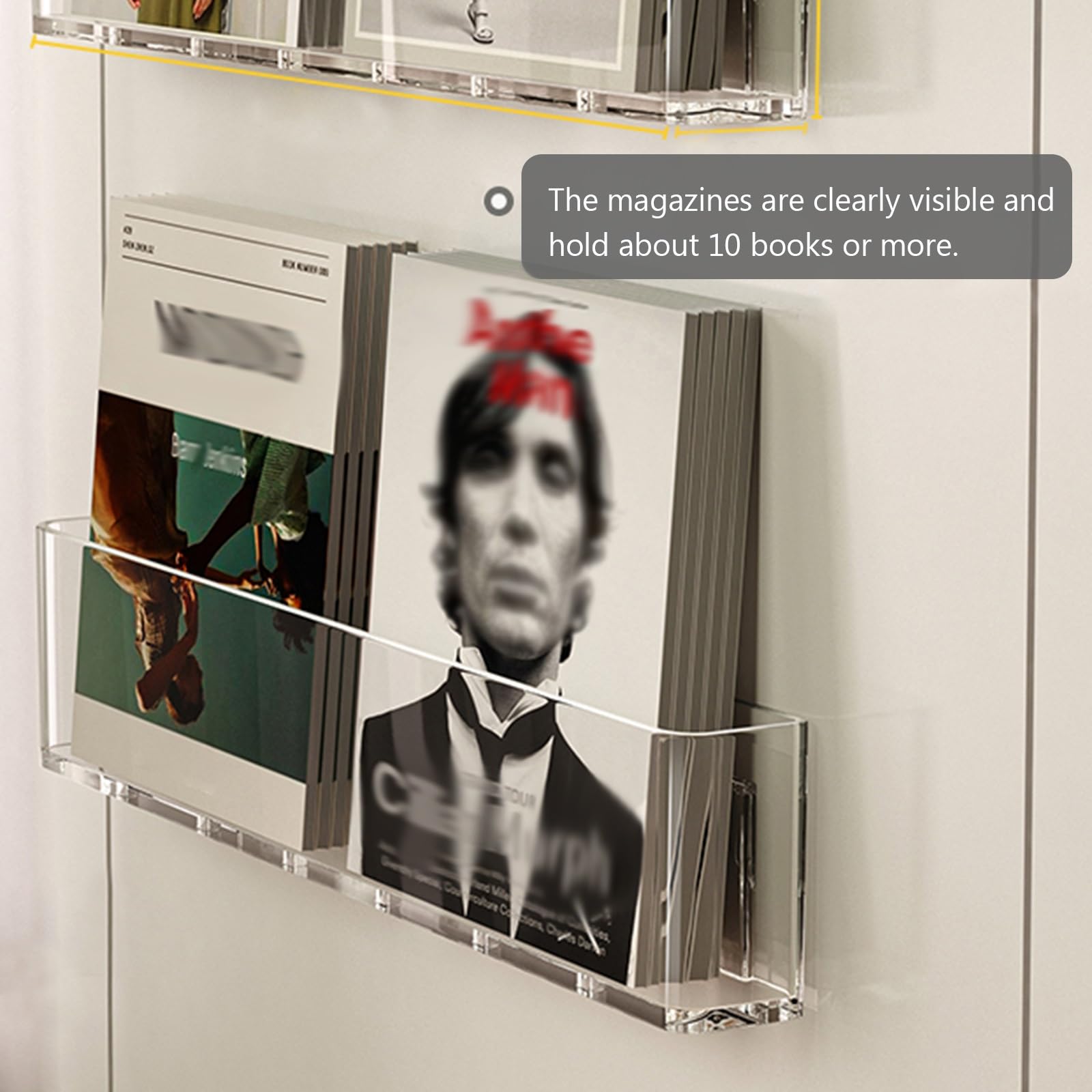 Expositor Revistas Porta Discos De Pared, Revistero Acrílico Transparente Para Revistas Y Folletos De 45 Cm, Estantería Colgante De Moda Para Sala De Espera, Sala De Estar, Oficina ( Color : Clear , S