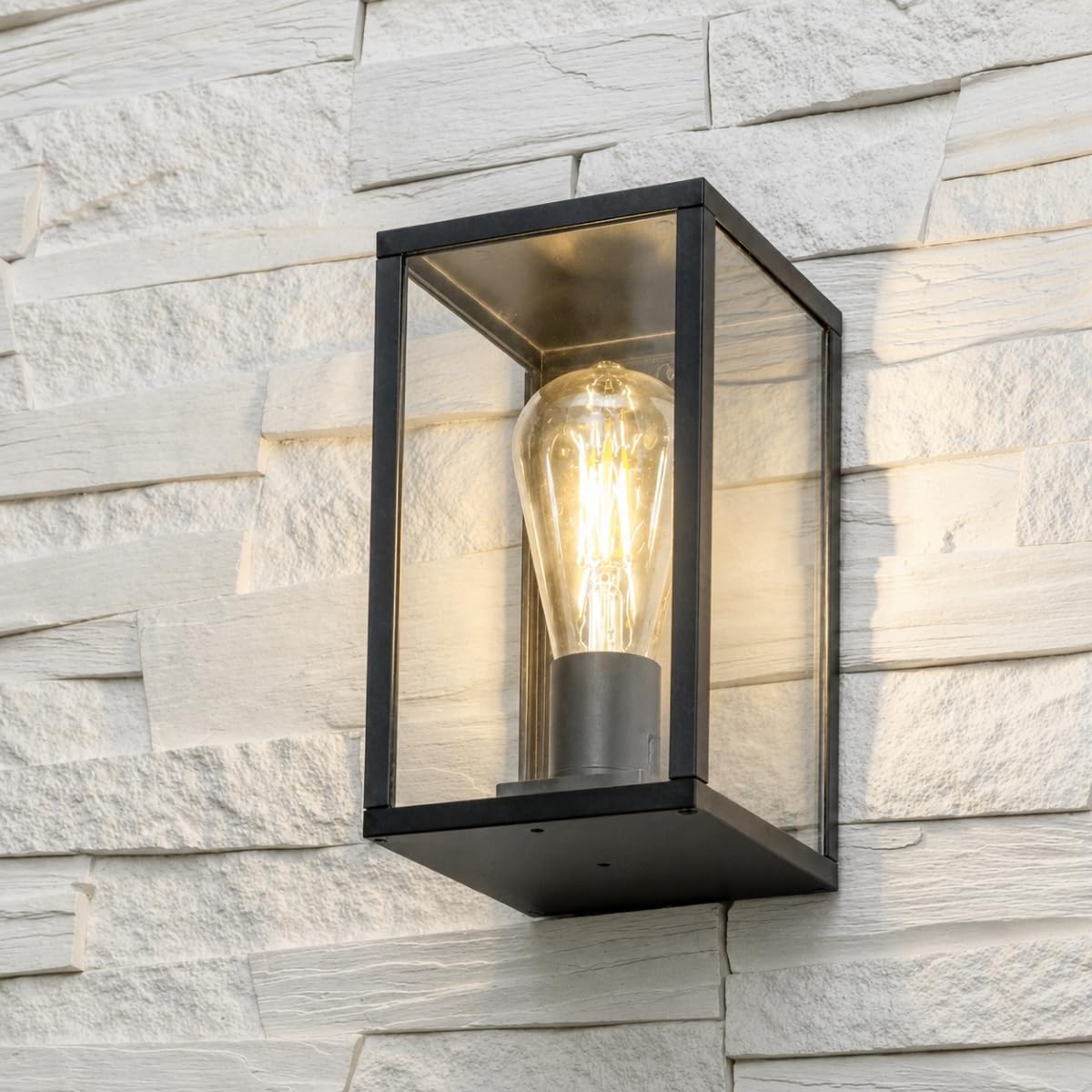 Cgc Lighting Black Aluminium Contemporary Outdoor Outside Wall Light Garden Porch Post Driveway Patio Lamp Weatherproof (Medium)
