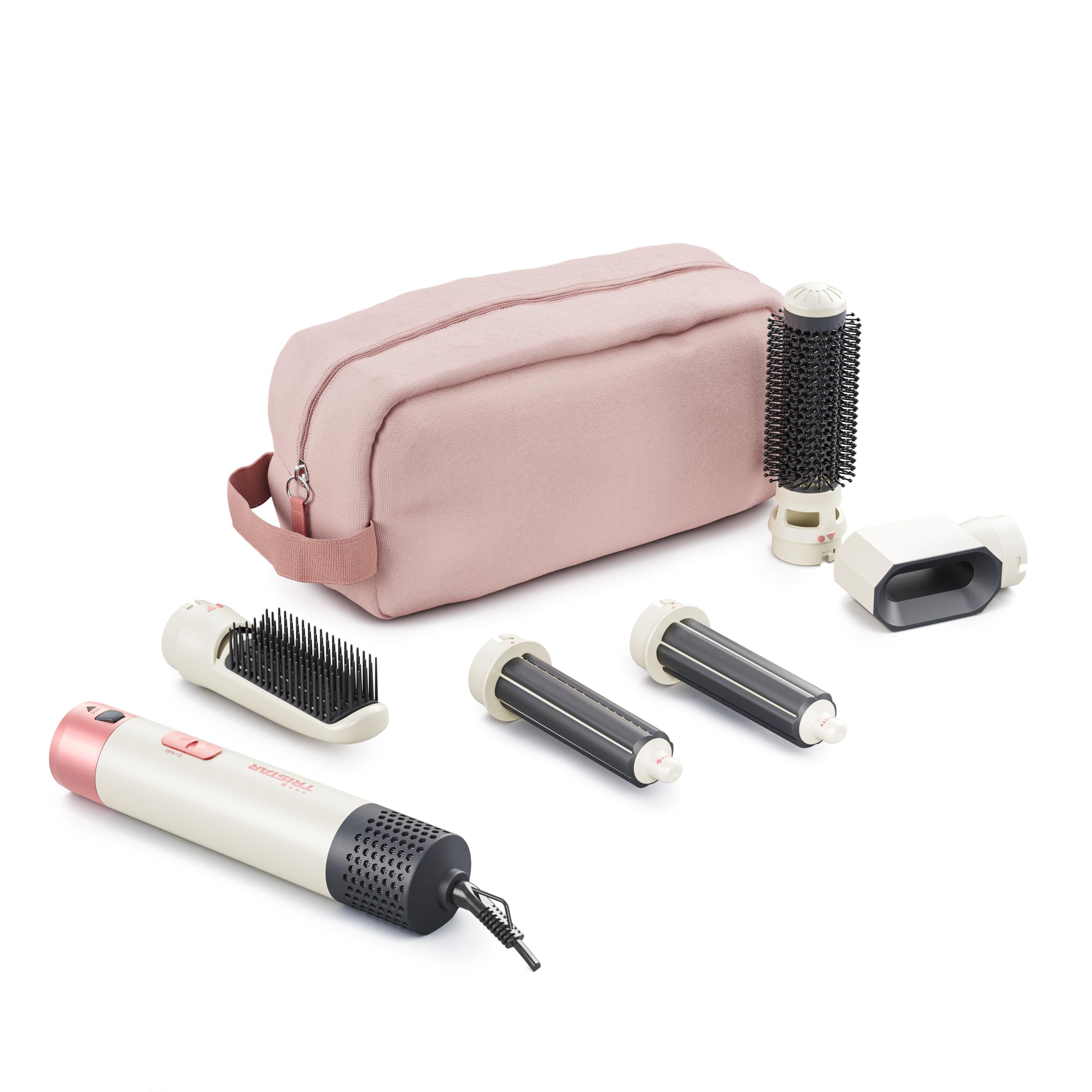 Tristar Airstyler, Outil 5 en 1 avec 5 Accessoires, Moteur DC, 3 Niveaux de Chaleur, 1 Vitesse, 1000 W, Cordon Rotatif 360°, Housse, HD-2470