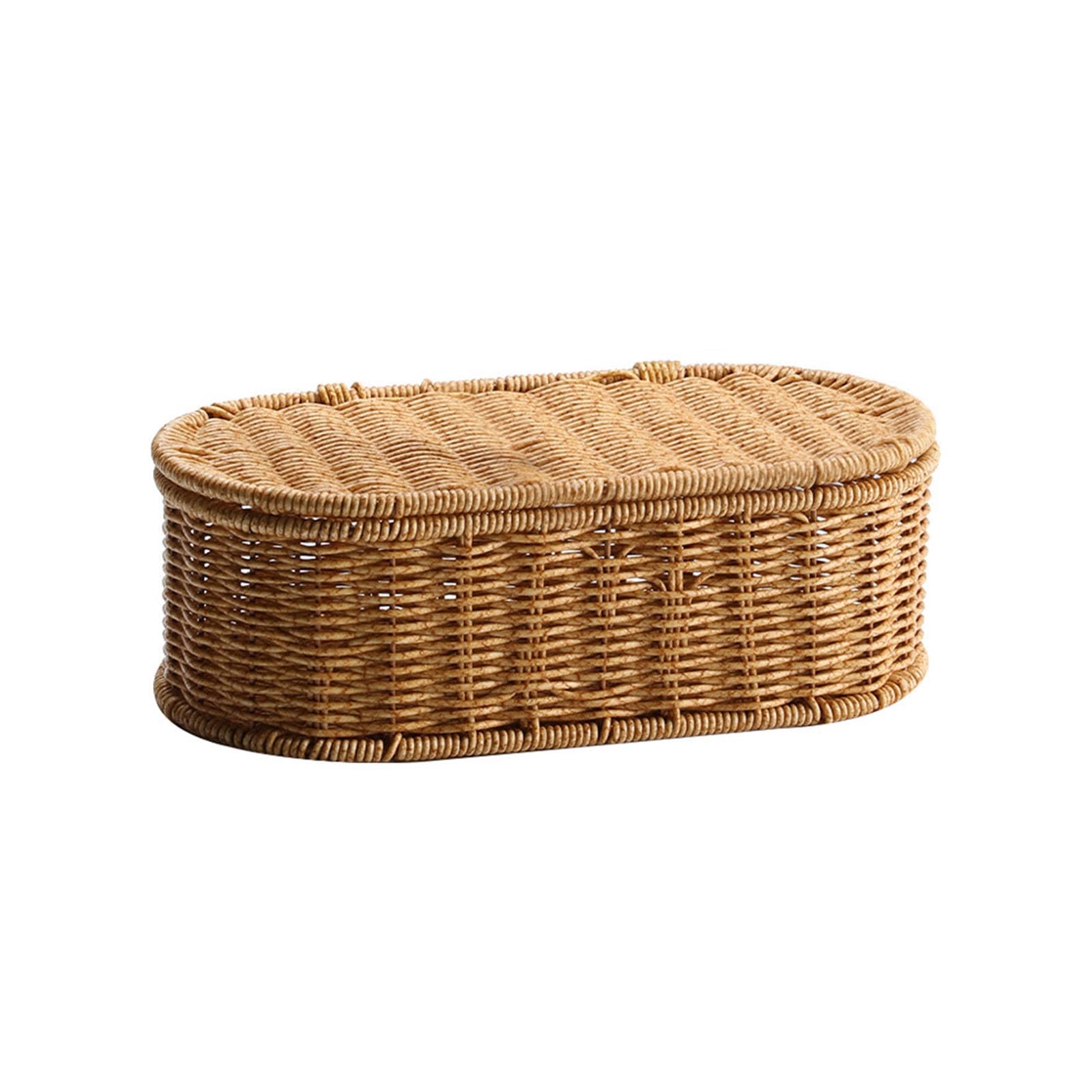 Jazuaiao Multicolor Stylish Oval Rattan Storage Basket Handcrafted For Cabinets Home Decoration & Daily Use Multifunctional Organizers