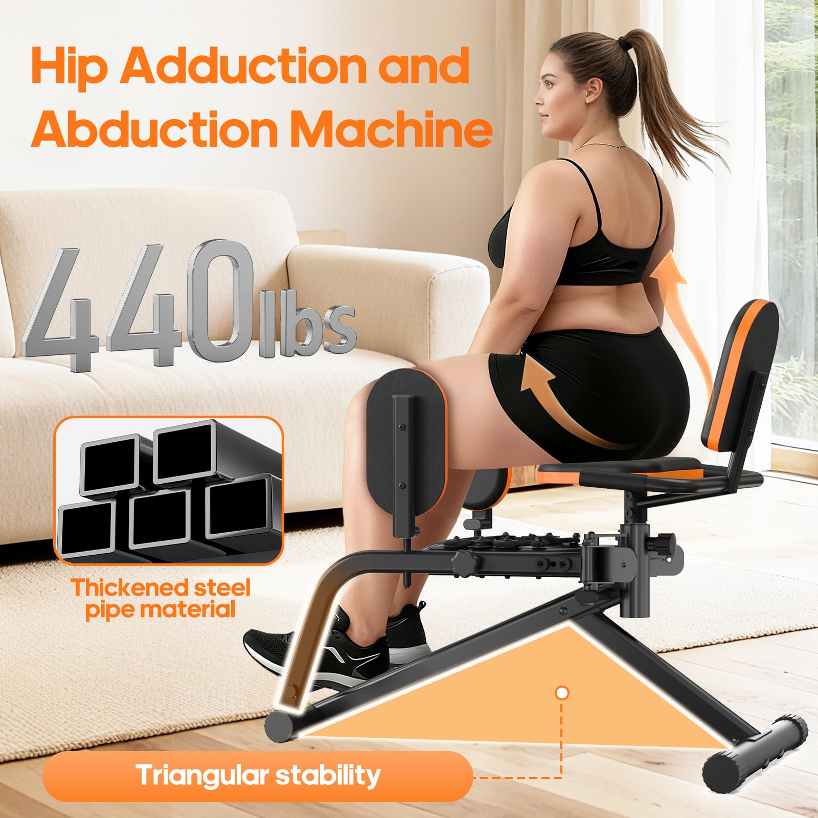 HXD-ERGO Macchina per addominali/adduzione per palestra domestica, macchina per glutei a 6 livelli e attrezzatura per l'allenamento delle cosce, costruzione di bottini con imbottitura in peluche
