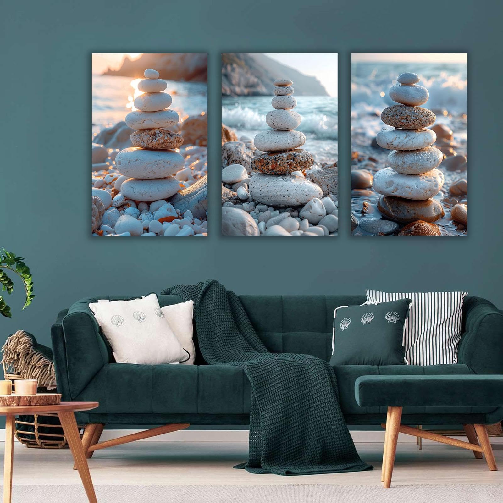 Sechars Leinwandbild-Set „Zen“ – Moderne Wanddekoration Mit Felsen & Stein-Motiv Für Wohnzimmer