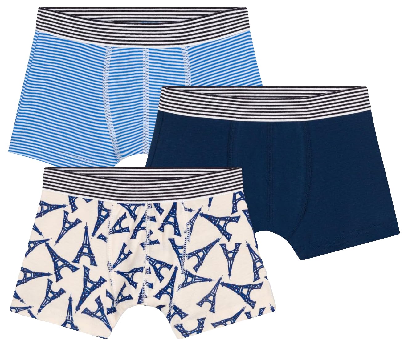 Lot De 3 Boxers Petit Bateau Garçon - Coton Doux, Ceinture Recouverte, Imprimé