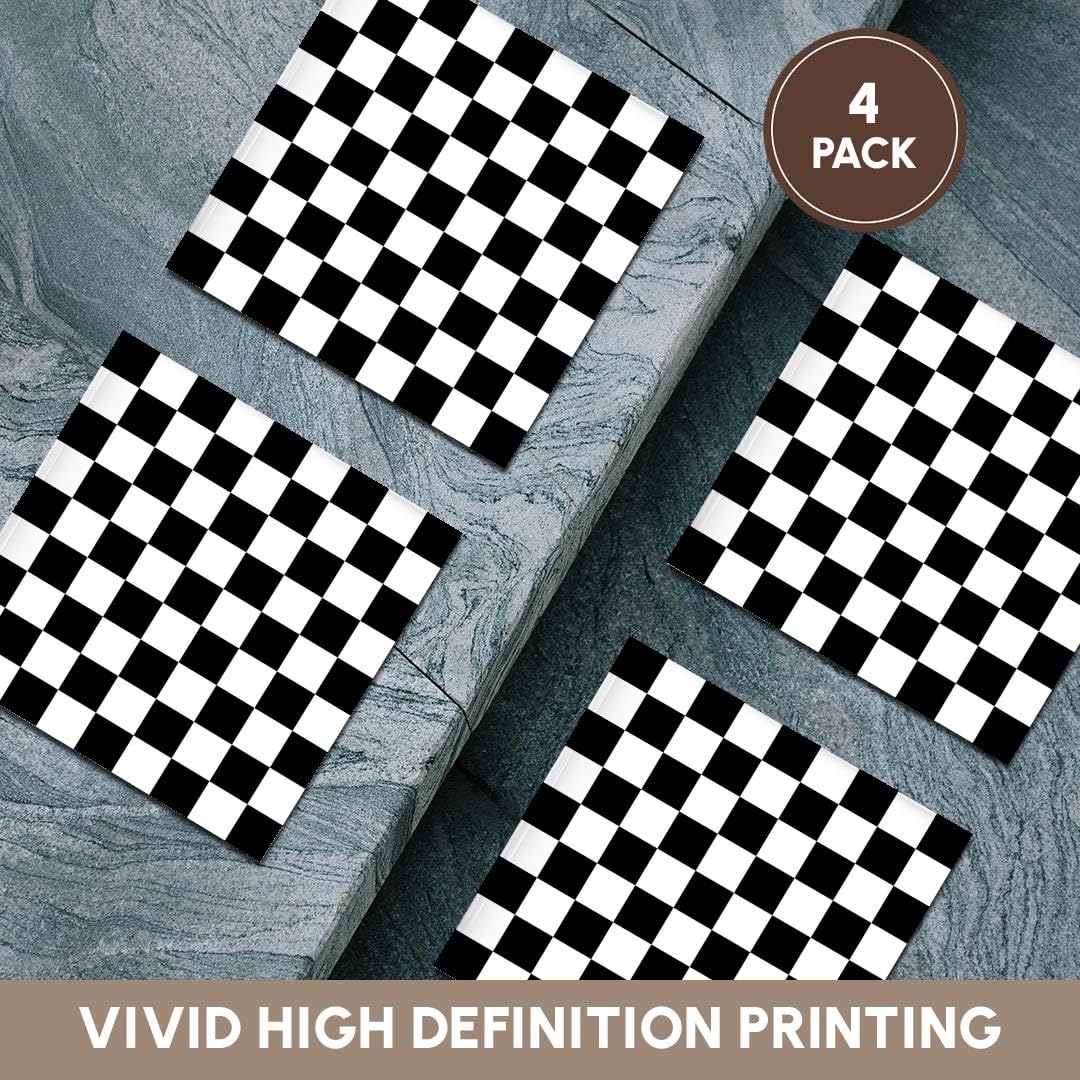 Amazon｜3dRose cst_154527_3 チェック柄 黒と白 チェック柄 チェック