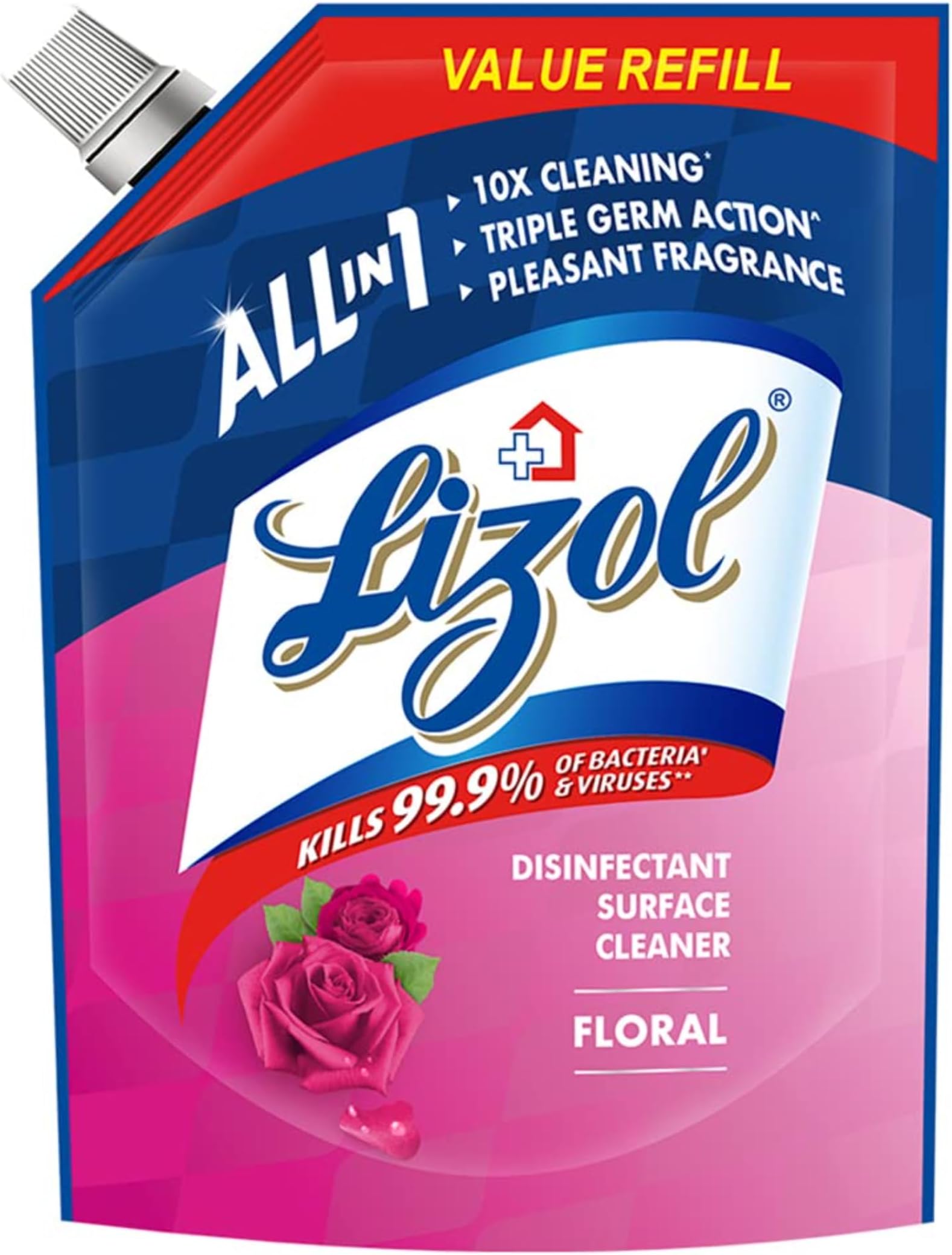 Disinfectant Surface & Floor Cleaner Liquid Refill Pack, Floral - 1800 ml | Suitable for All Floor Cleaner Mops | Kills 99.9% Germs| India's #1 Floor Cleaner