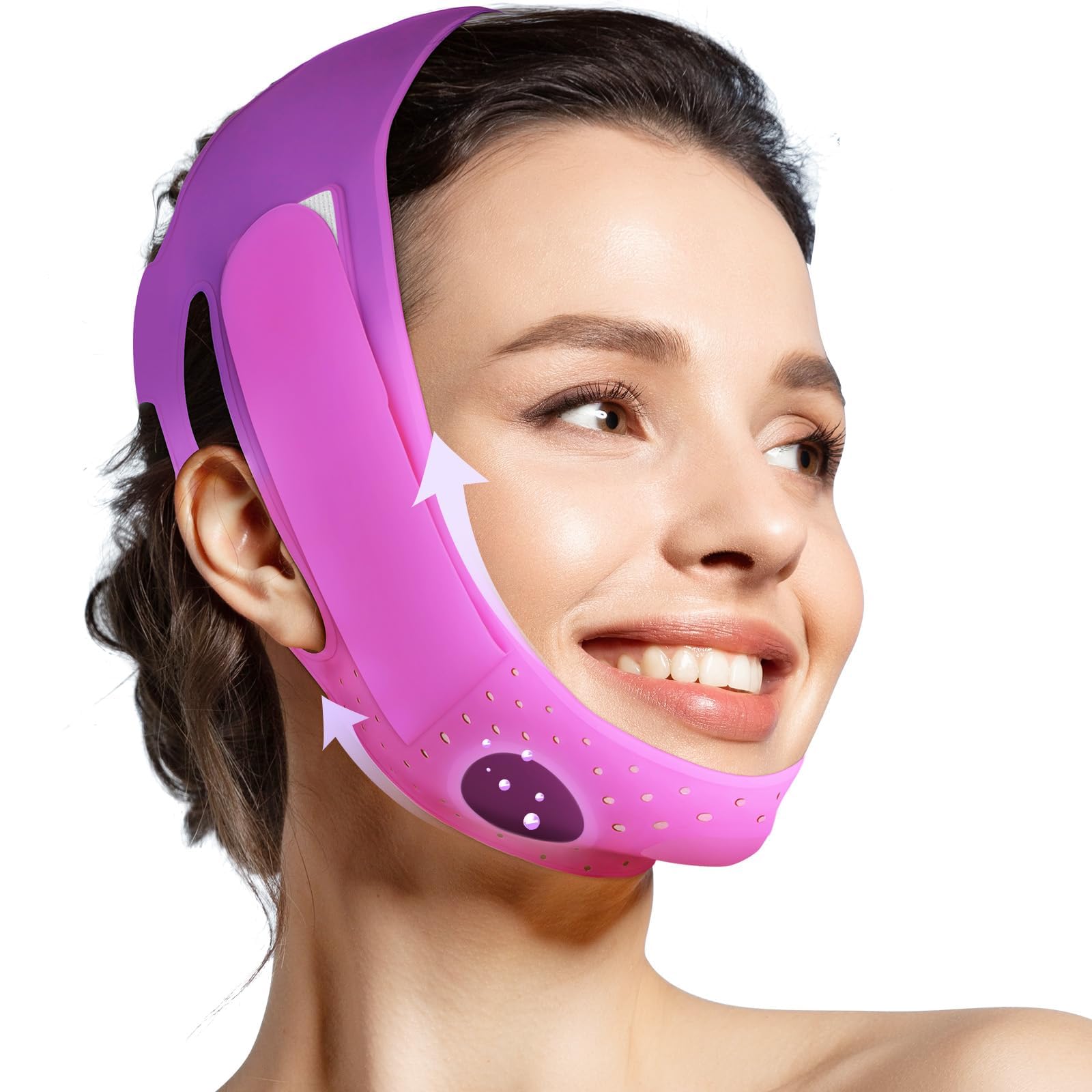 JUSRON V Line Face Lifting Tape Face Strap, Soft Silicone Chin Strap Purple