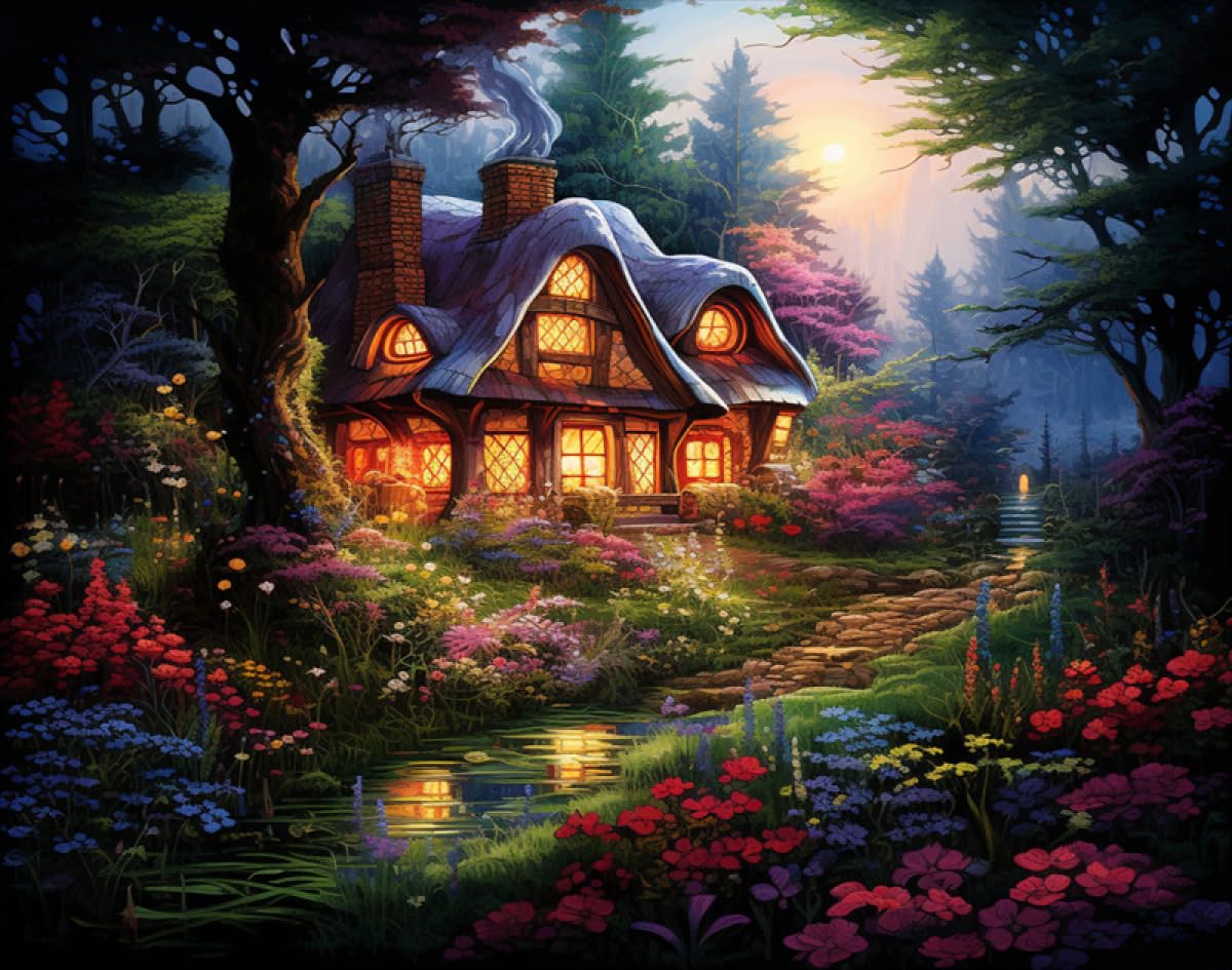 Kit broderie perles paysage perlé anti-stress canevas 40x50