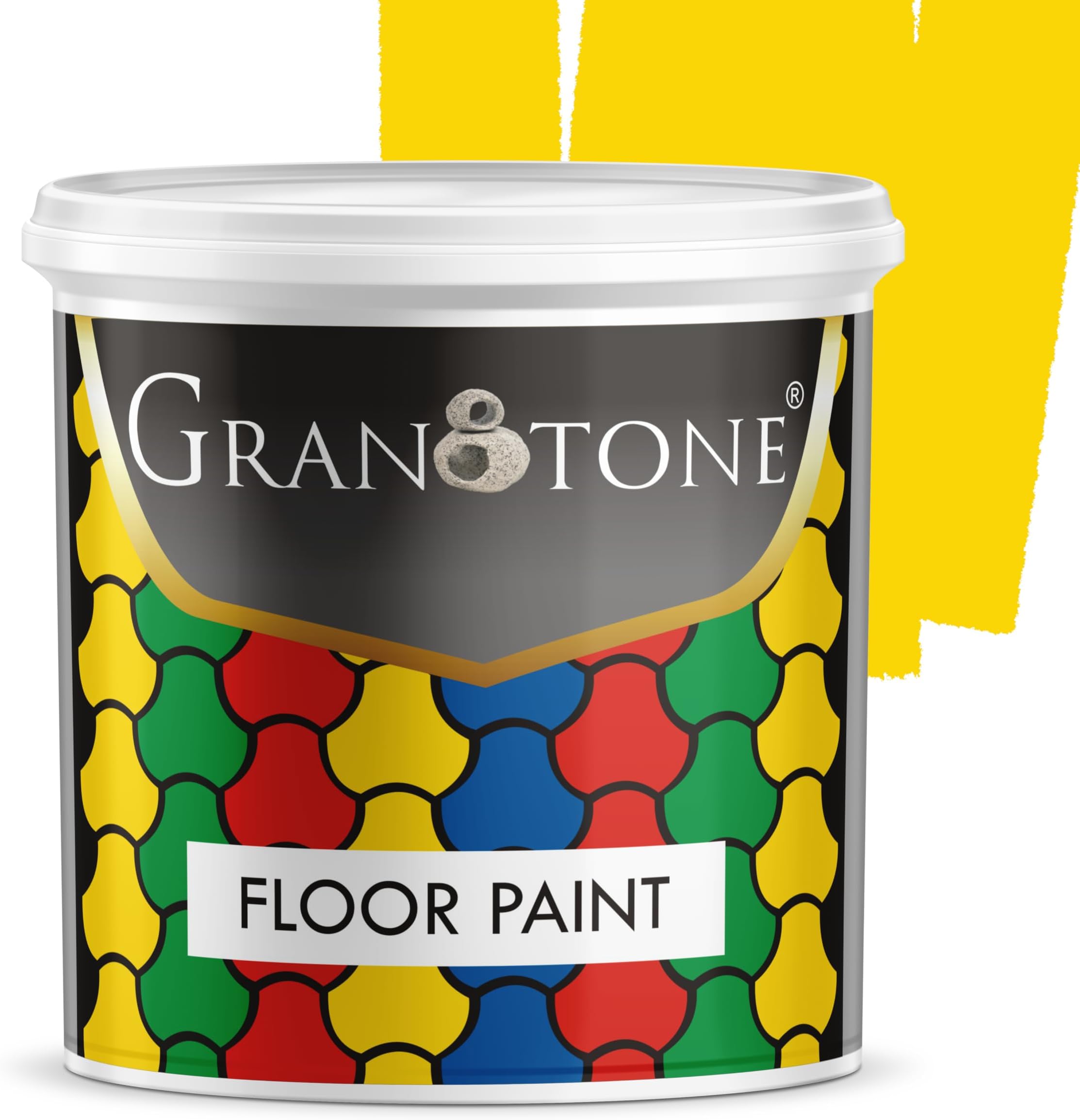 GRANOTONE Floor paint for cement floor and tiles, Polyurethane and Acrylic Polymer Based Concrete Sealer, Anti-Slip, Thick & Durable tile paint 1 L, Golden Yellow