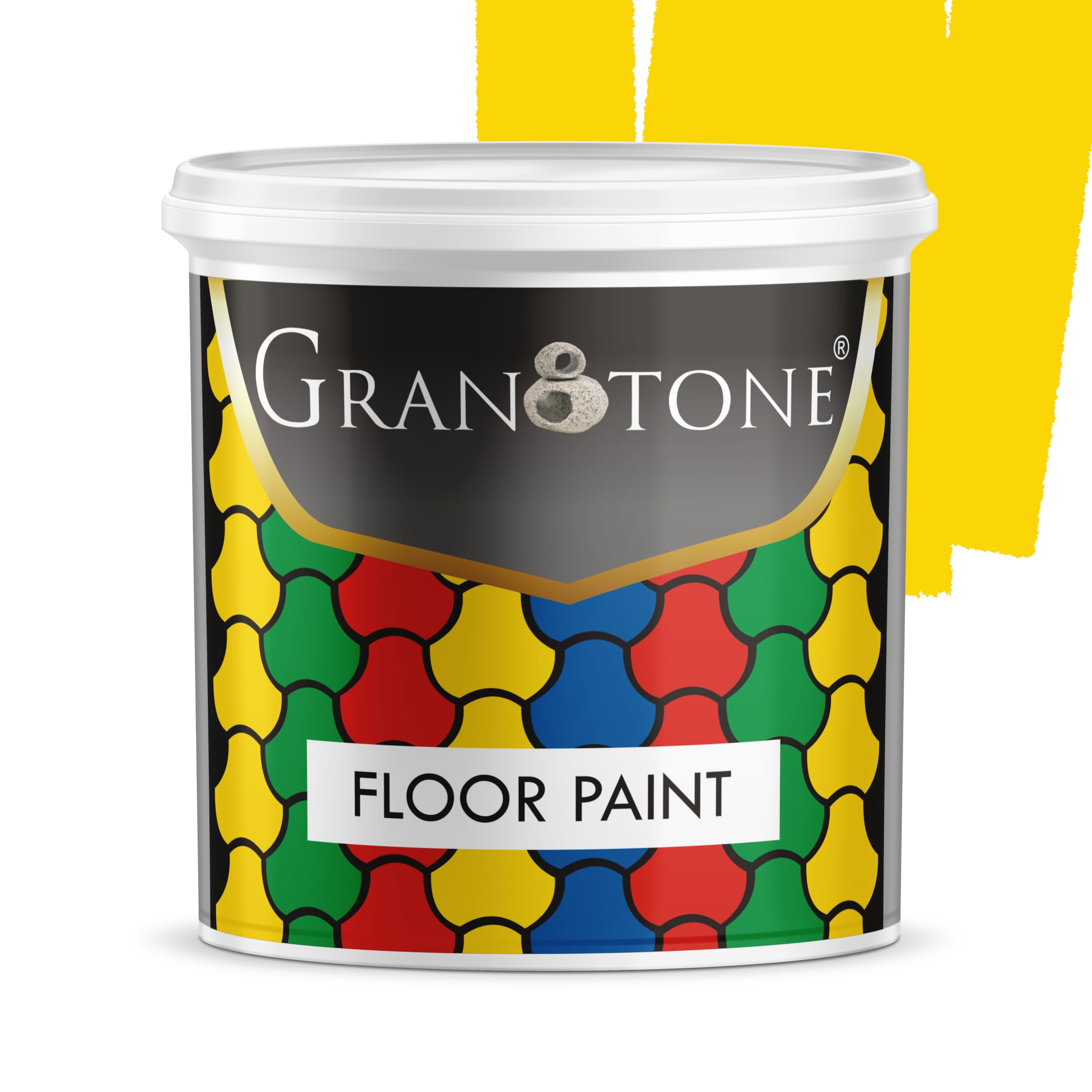 GRANOTONE Floor paint for cement floor and tiles, Polyurethane and Acrylic Polymer Based Concrete Sealer, Anti-Slip, Thick & Durable tile paint 1 L, Golden Yellow