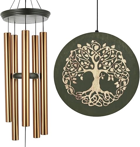 Campanillas de viento para exteriores, gran tono profundo, árbol conmemorativo de la vida, campanillas de viento de bambú para exteriores,