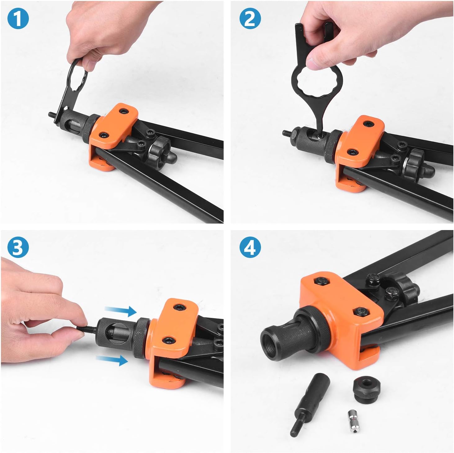 BONROB 14" Rivet Nut Tool,Rivet Gun 1/4-20,5/16-18,3/8-16,M6,M8,M10 with Rugged Carrying Case