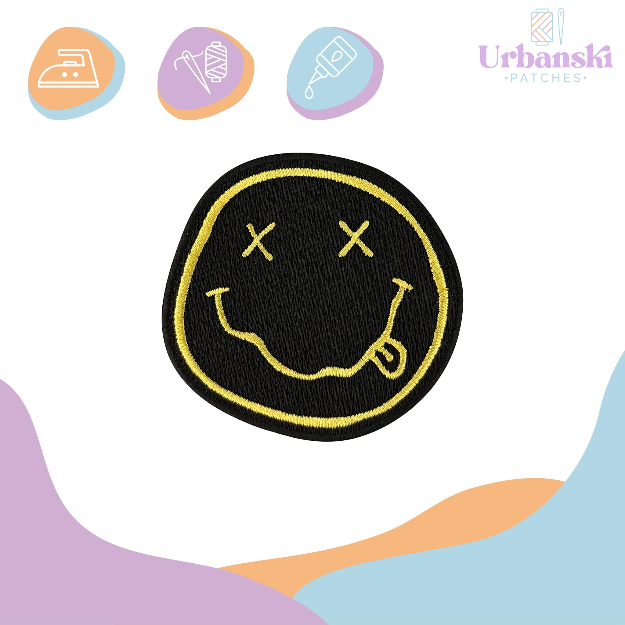 Patch à Repasser Smiley Paint – Décor Métallique, Importé D’Angleterre, Pour Customiser Vos Vêtements