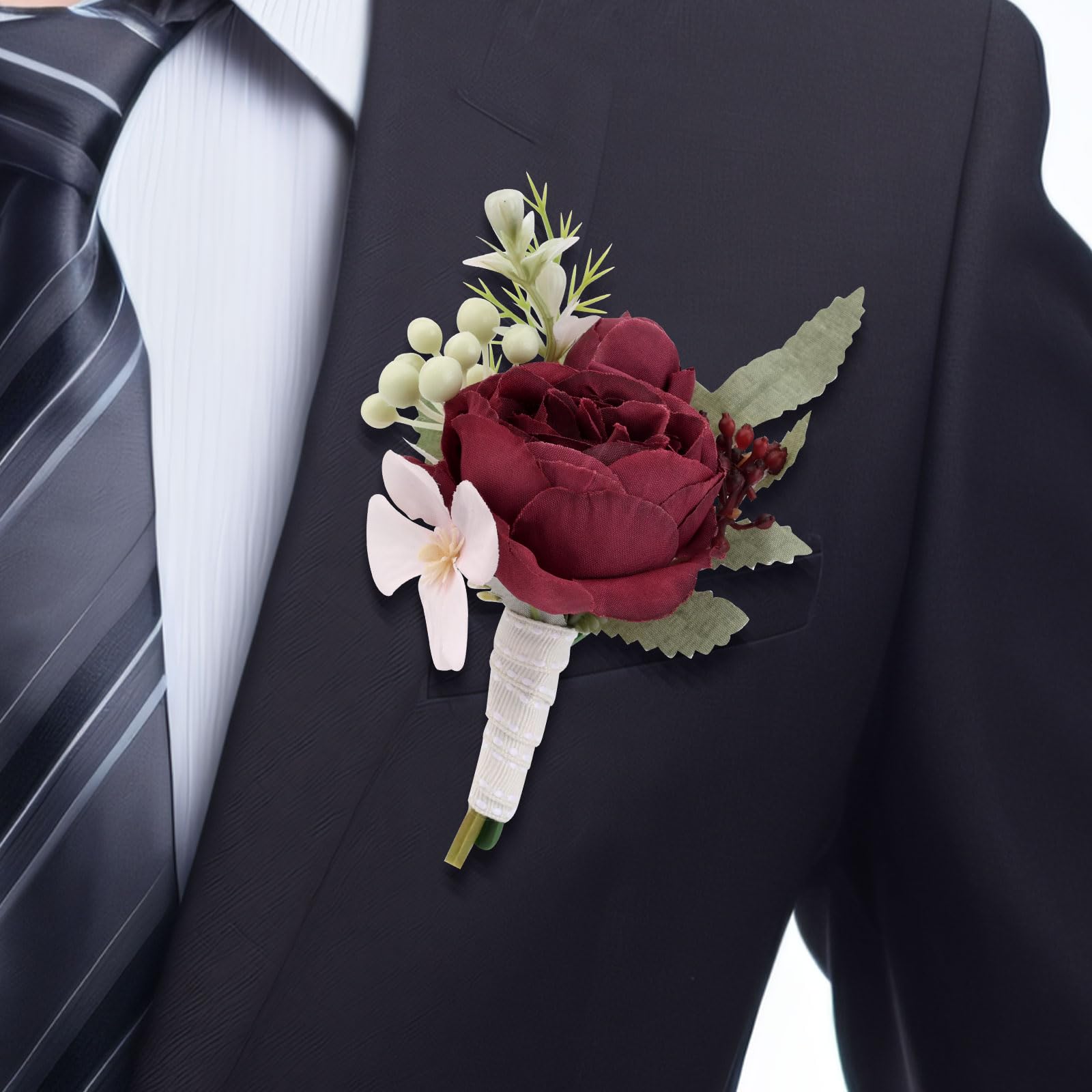 Opiloku Royal Blue Silk Rose Boutonniere – Handmade Wedding Corsage With Pin & Clip, For Groom, Groomsmen, Prom
