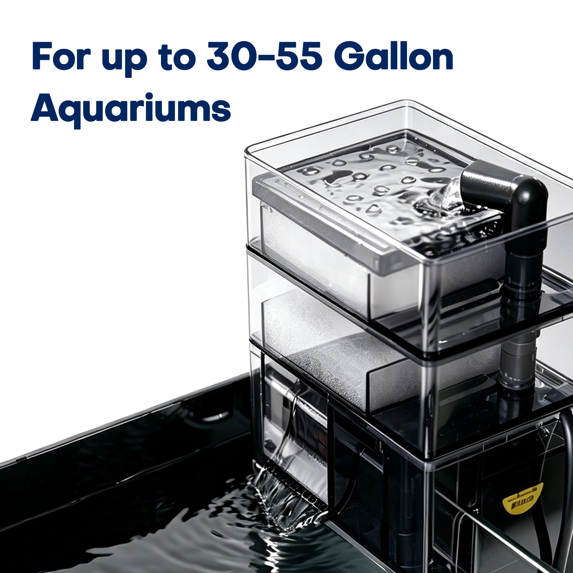 HOB - Filtro de acuario con caja de separación seca y húmeda de doble capa, 8 W, 800 L/H, 3 en 1, ultra silencioso, para peceras pequeñas de 500 L (XP-007 Ultra)
