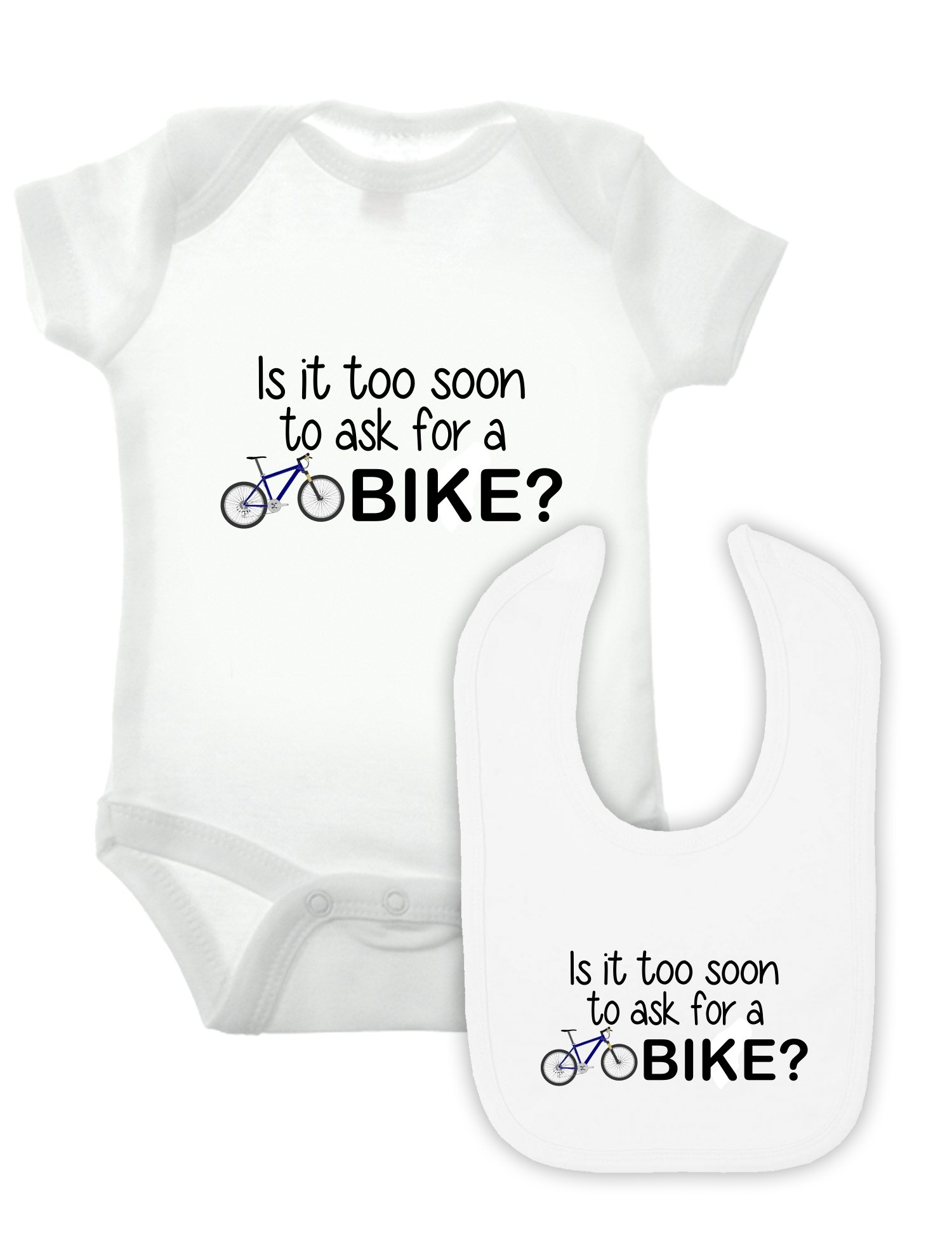 Reality Glitch Bike Babygrow and Bib Double Pack White