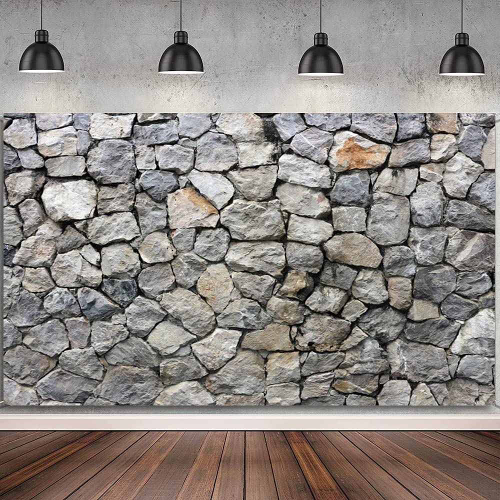 DORCEV 20x10ft Rustic Stone Wall Backdrop Natural Rock Wall Textured Background for Photography Retro Garden Outdoor Stone Wall Adults Birthday