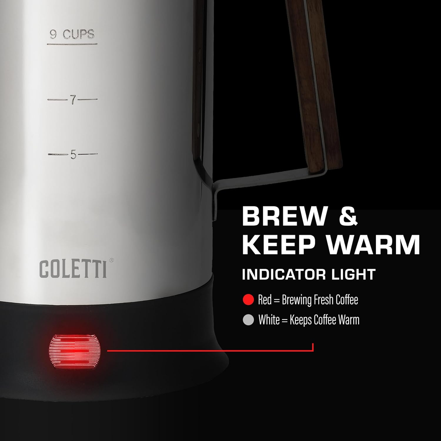 COLETTI Bozeman Electric Percolator — Percolator Coffee Pot, Coffee Percolator – [9 cup, Stainless Steel]