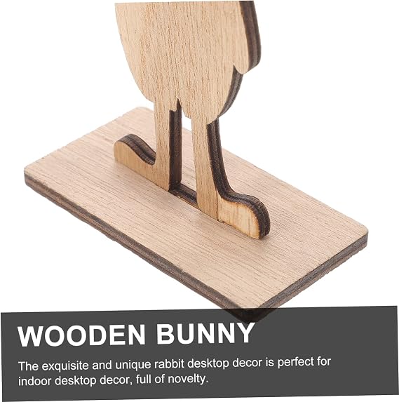 4個 木製の装飾品 rabbit home decor 干し草 しゃべるサボテンのおもちゃ 豚 ケーキの装飾 イースターの装飾 フォトプロップス シーンレイアウトの装飾