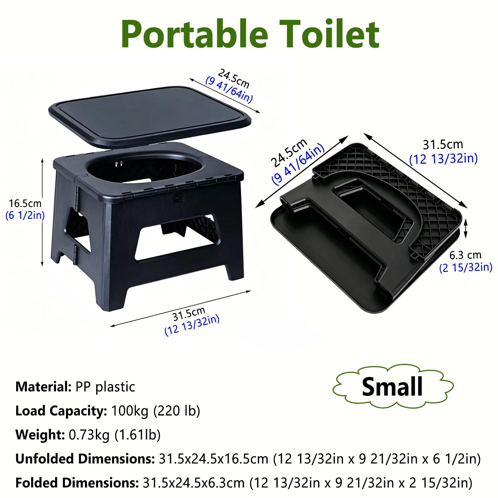 WC Portatile Toilette Portatile Pieghevole per Adulti, Vasca Ultraleggera per Uso di Emergenza, comodità da Esterno per Viaggi in Auto Ed Escursioni
