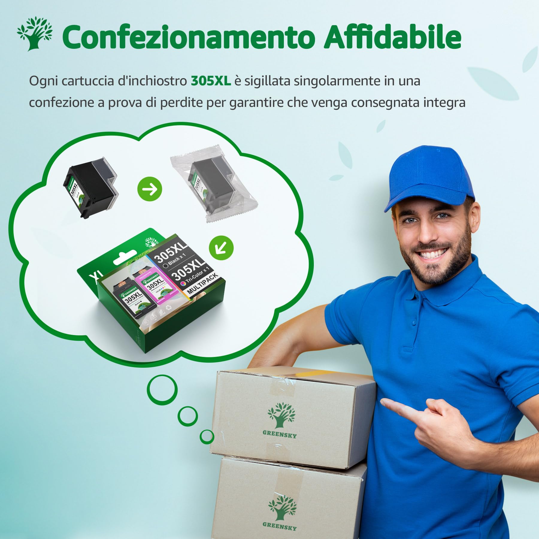 GREENSKY 305 305XL Compatibile con Cartucce HP 305 Nero e Colore con HP DeskJet 2820e 2720e 2720 2710e 2710 DeskJet Plus 4130 4120 4110 Envy 6020e 6022 6022e 6030 6030e Envy Plus 6430e Colore Nero