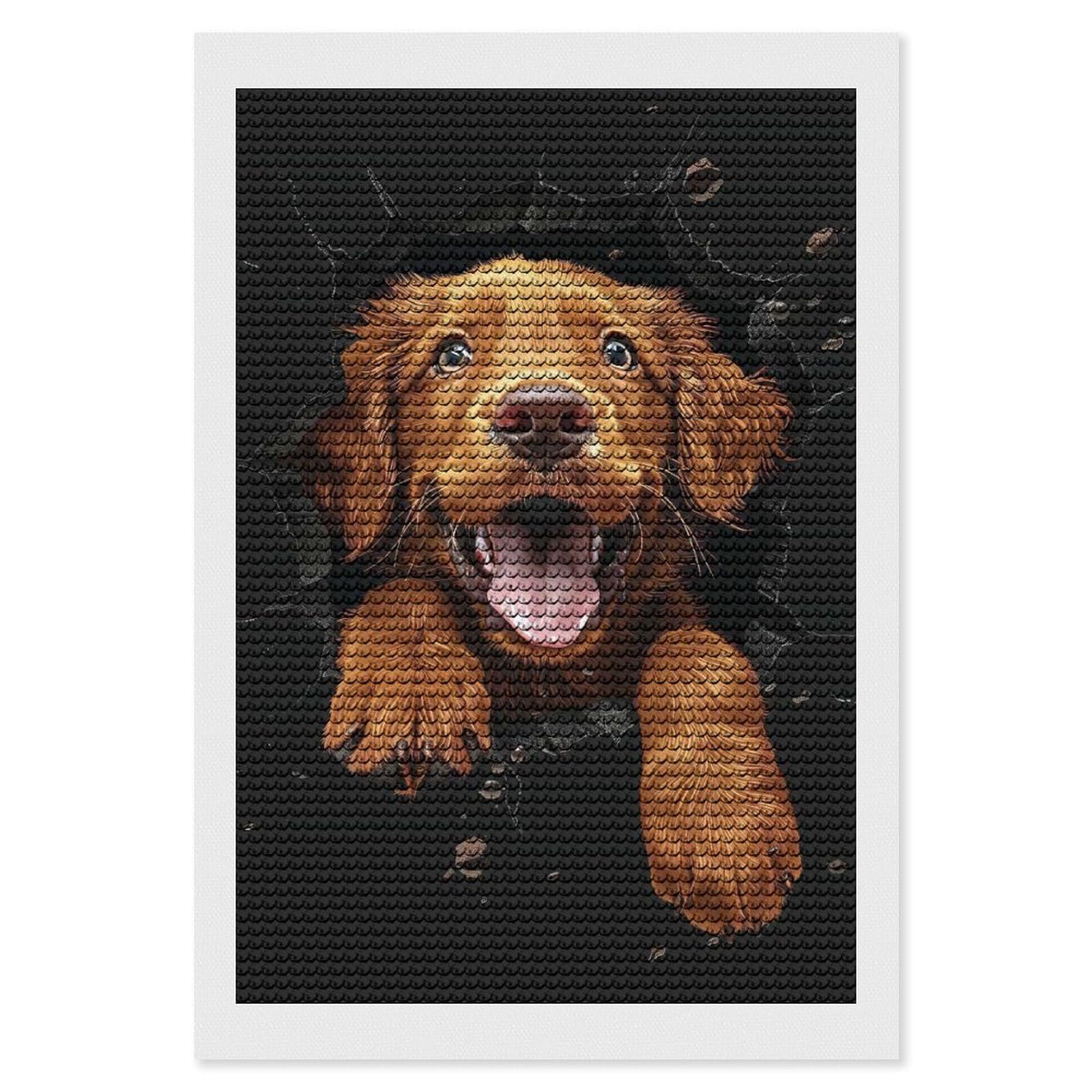 Junmoney Chesapeake Bay Retriever Diamond Art Canvas 8"x12", for Family Craft Time, Creative Leisure Activity, Living Room Decor, Festive Craft Gift
