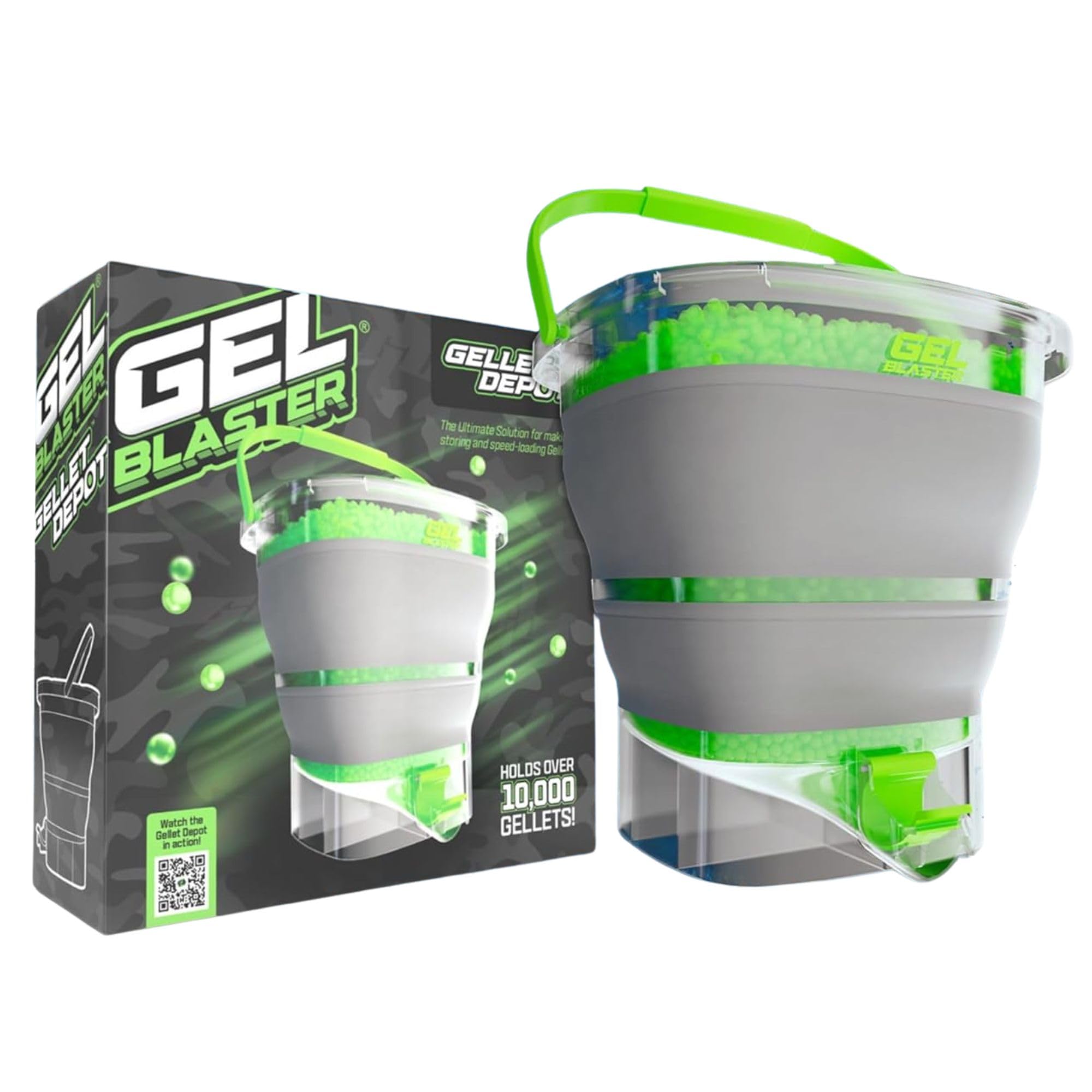 Gel Blaster Gellet Depot: contenedor de munición Plegable, Boquilla de Carga rápida y Filtro Integrado, hidrata y almacena más de 10 000 Gellets, Accesorio Gel Blaster. para Mayores de 14 años