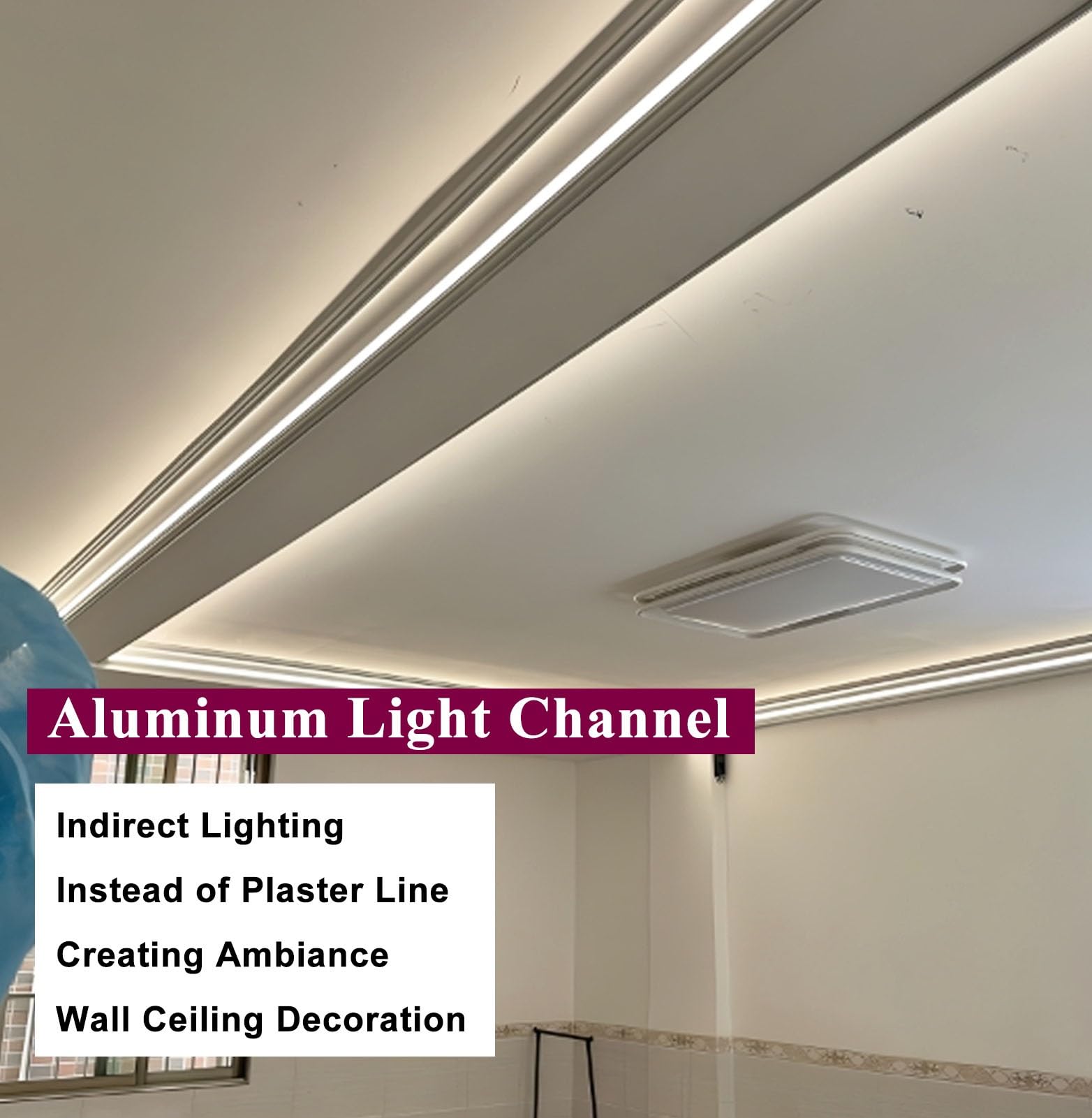 Sufitowe listwy sufitowe LED pośrednie oświetlenie sufitowe Aluminiowe listwy gzymsowe Profil do mycia ścian 3,5 m (11,5 stóp), dekoracyjny gzyms z kanałem dyfuzora do oświetlenia