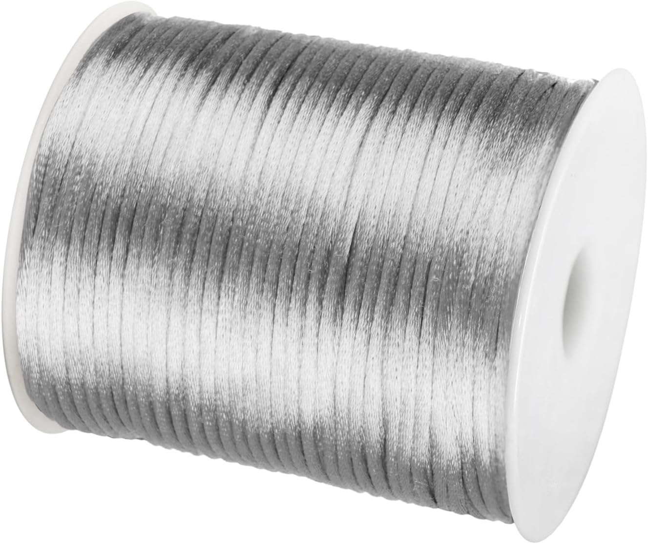 Nylon Satin Cord 2mm Rattail Cord Silvery String - 100 Yards Nylon Chinese Knotting Cord Rat Tail Silk Cord for Bracelet Necklace Jewelry Making Macrame Trim, BE-02 - Image 2
