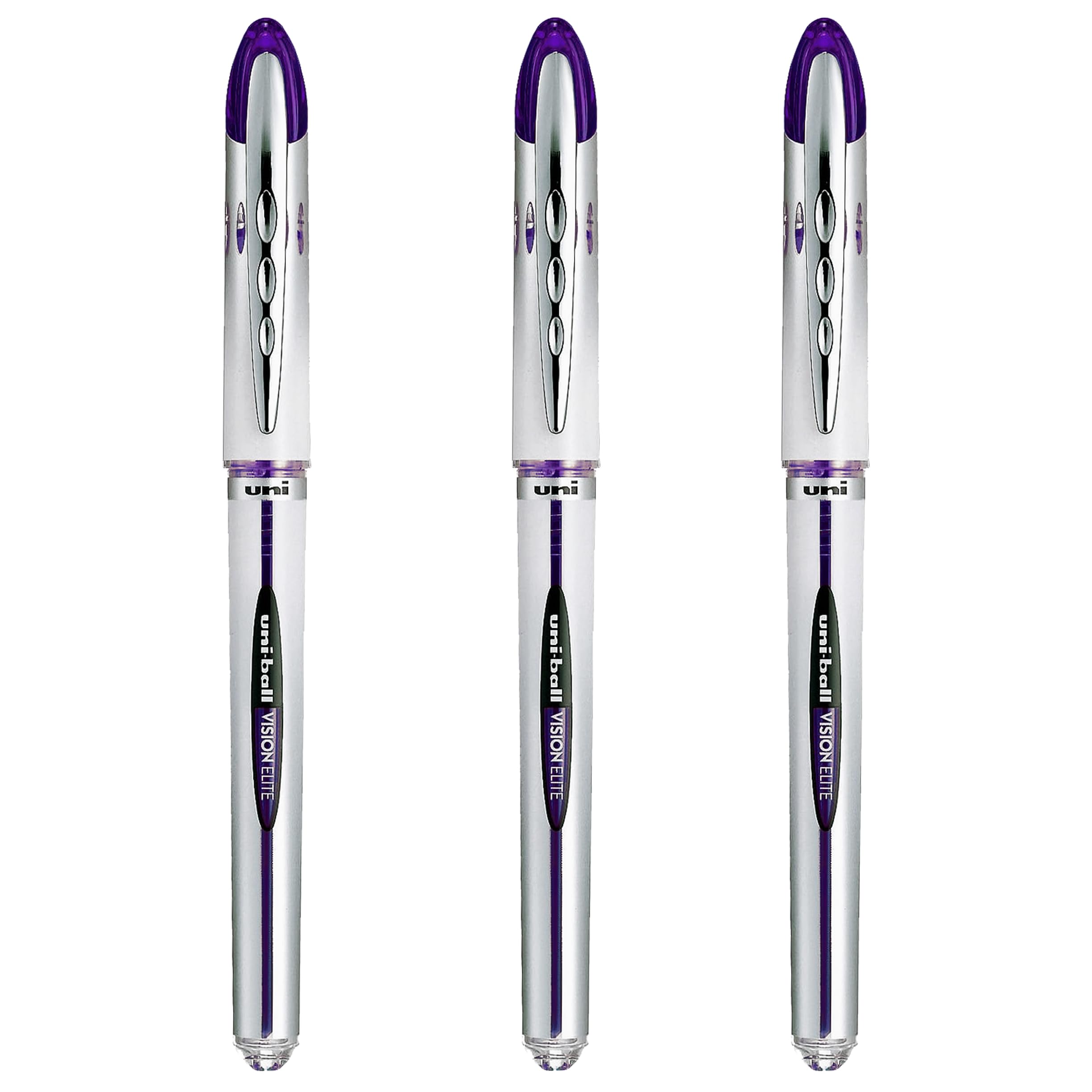 uni-ballVision Elite - UB-200 - Liquid Ink Rollerball Pen - Purple Black Ink - Pack of 3
