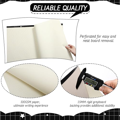 Miniatura 9 de Fainne Bloc de papel gráfico de ingeniería grande de 22 x 17 pulgadas, paisaje, 4 x 4 pulgadas, cuadrícula, papel de dibujo gigante para ingeniero,