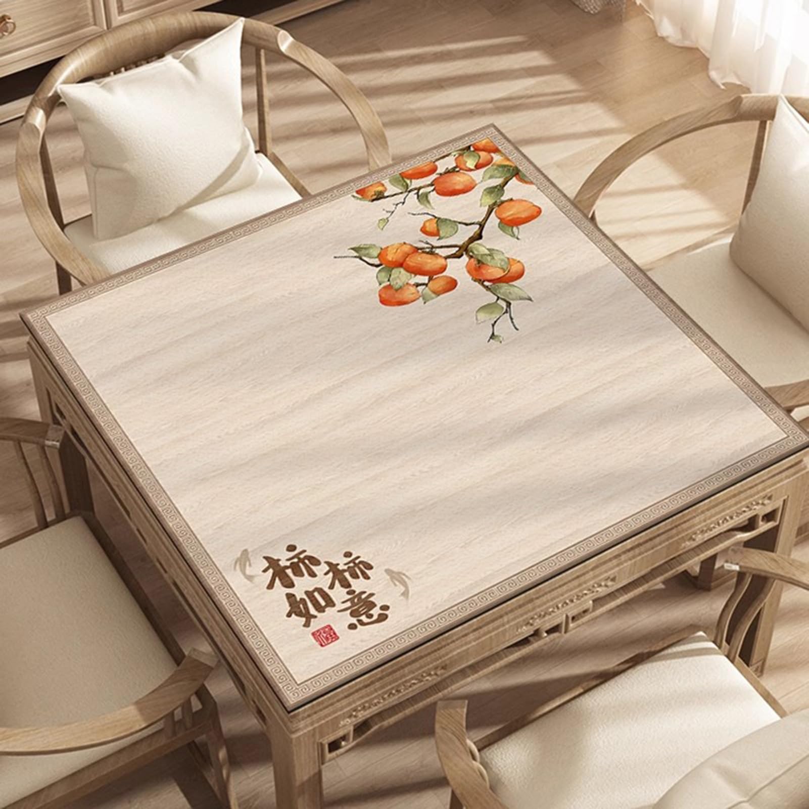 Kwadratowa mata mahjong z gumowym spodem, gruby antypoślizgowy obrus, mata stołowa do mahjong, paigow, pokera, gier karcianych i planszowych (140 cm)