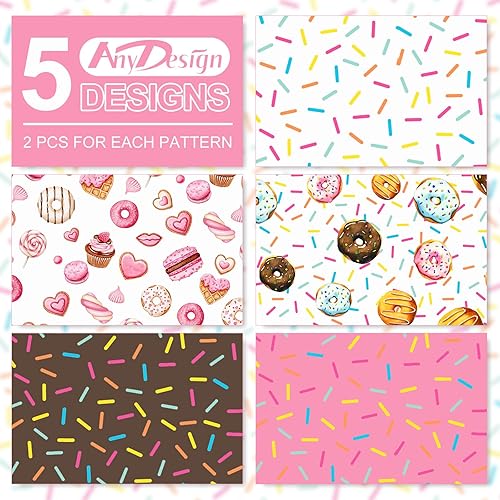 Miniatura 3 de AnyDesign 10 hojas de papel de regalo de donas, papel de regalo de dulces a granel, plegado plano, para cupcakes, dulces, papel decorativo para