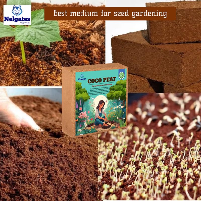 Image of Premium Coco Peat for Plants 5kg, cocopeat Brick Potting Soil Mix soilless for Home Gardening Terrace Gardening