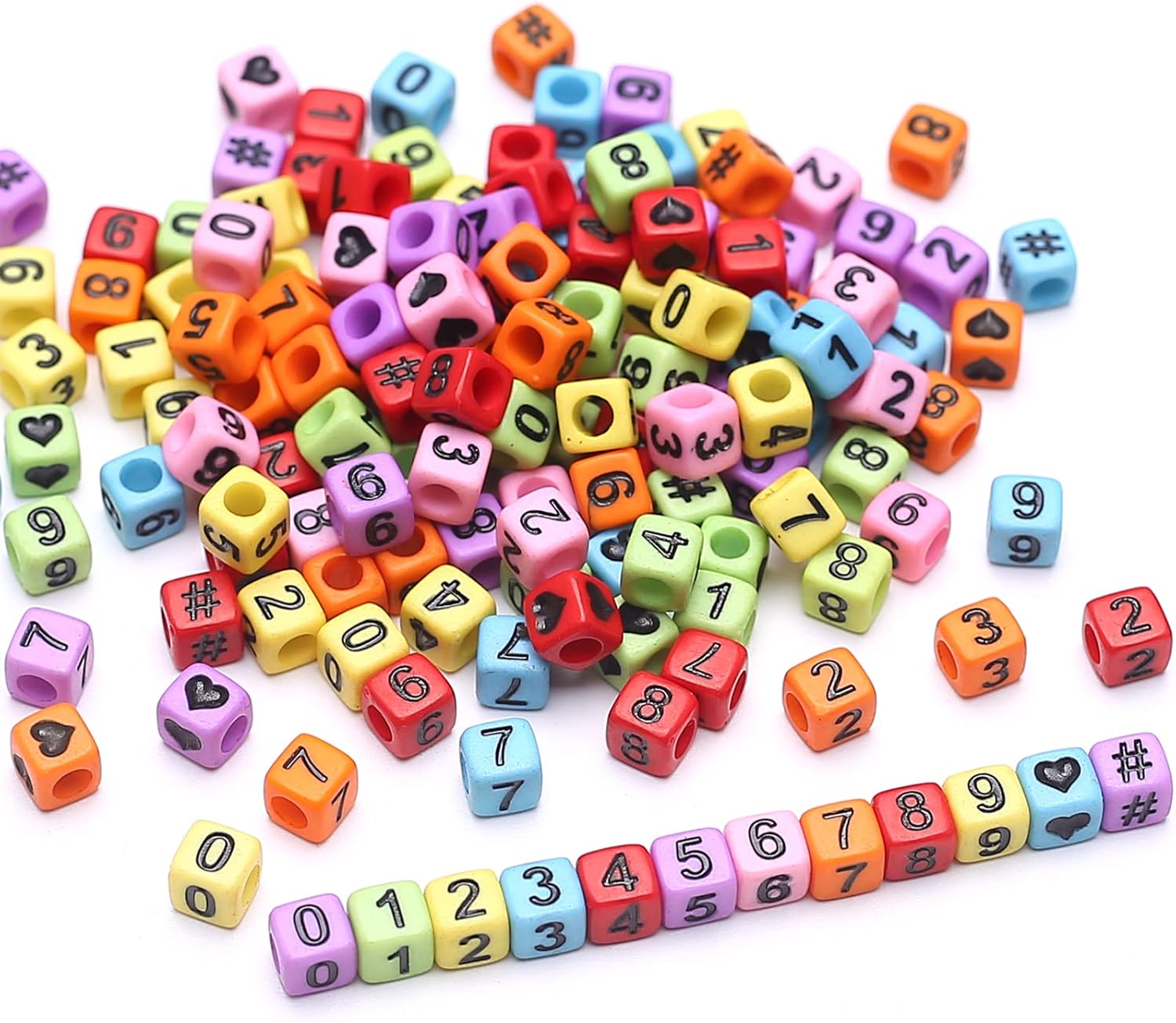 ToBeIT 800pcs Number Beads Acrylic Cube Beads Alphabet